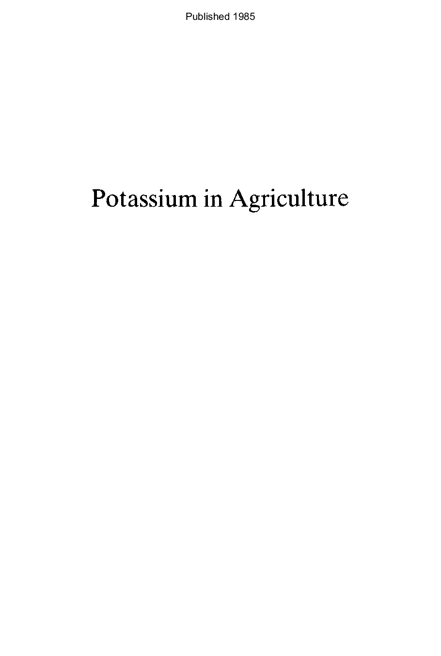 Potassium in agriculture