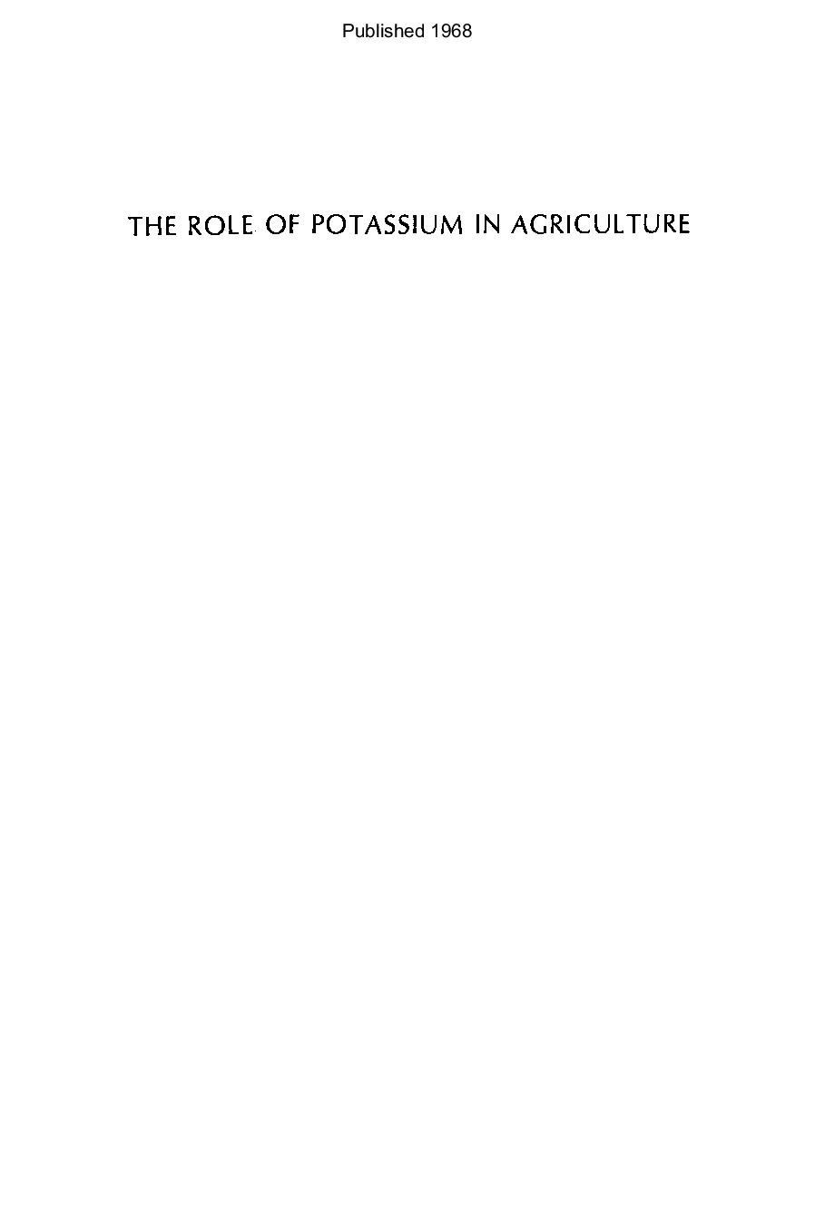 The Role of potassium in agriculture