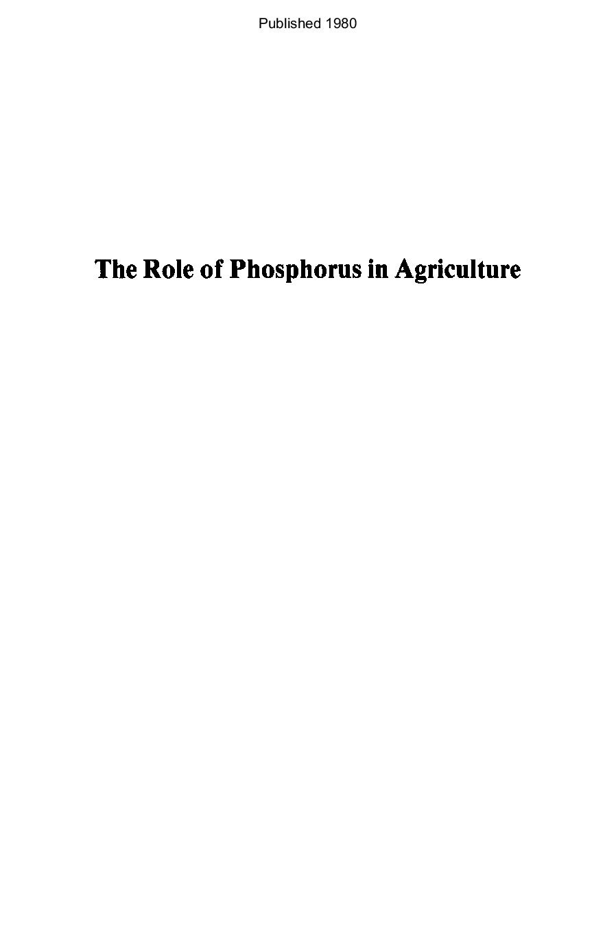 The Role of phosphorus in agriculture