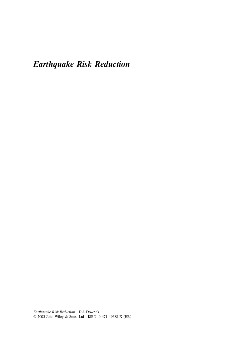 Earthquake risk reduction