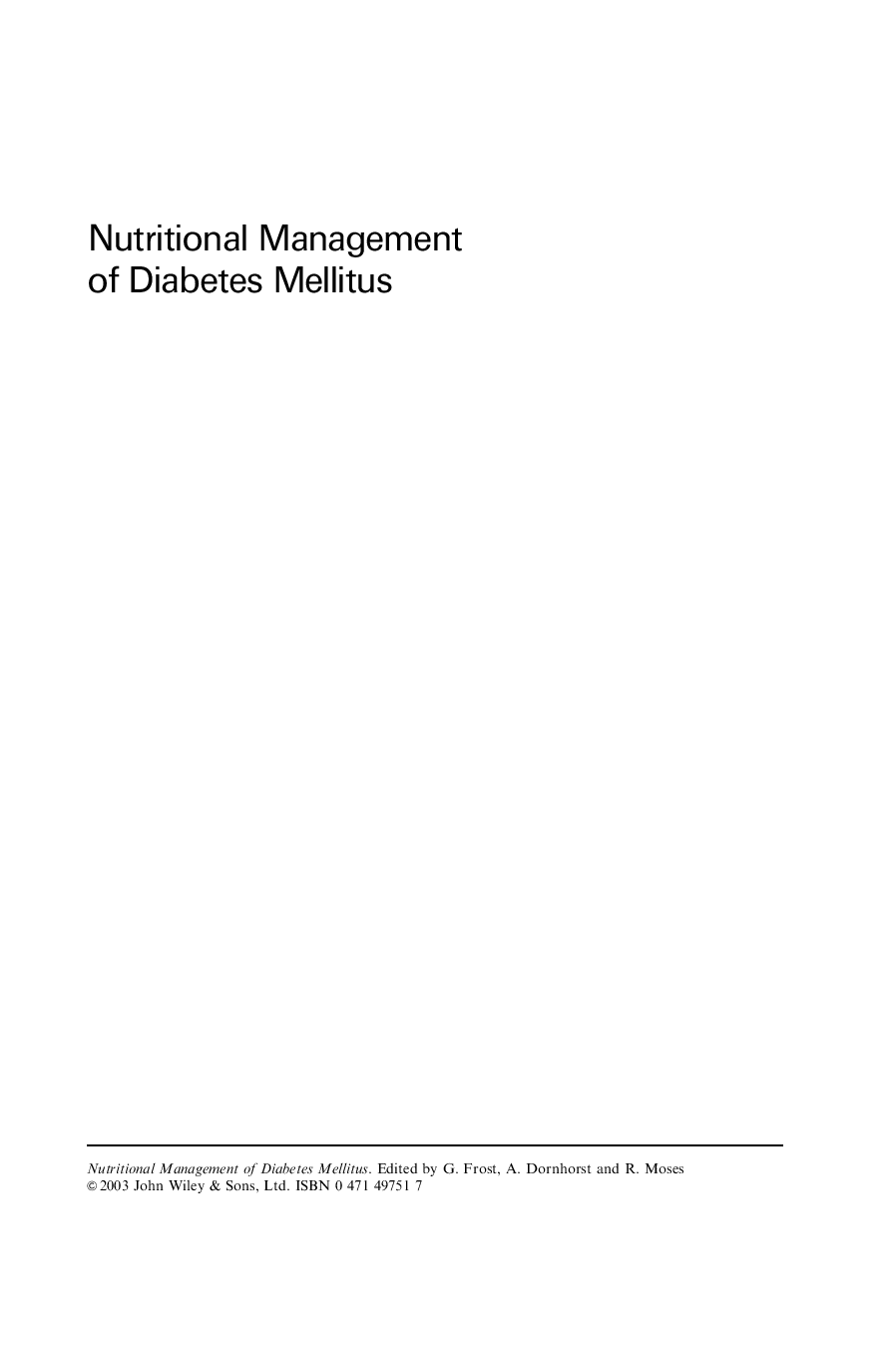 Nutritional management of diabetes mellitus