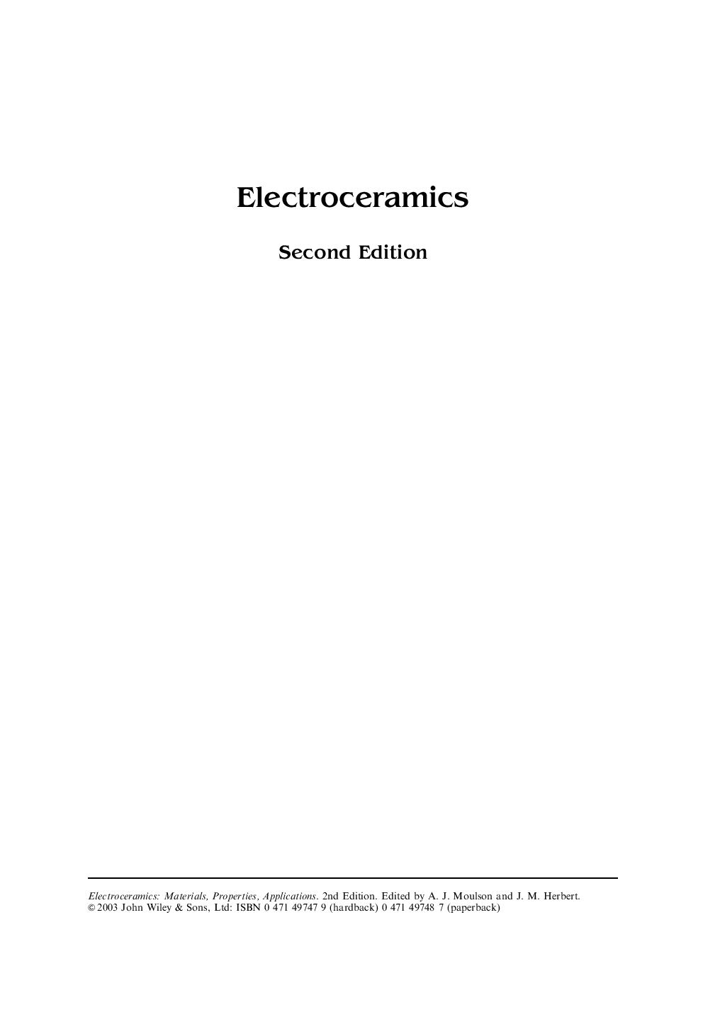 Electroceramics materials properties applications