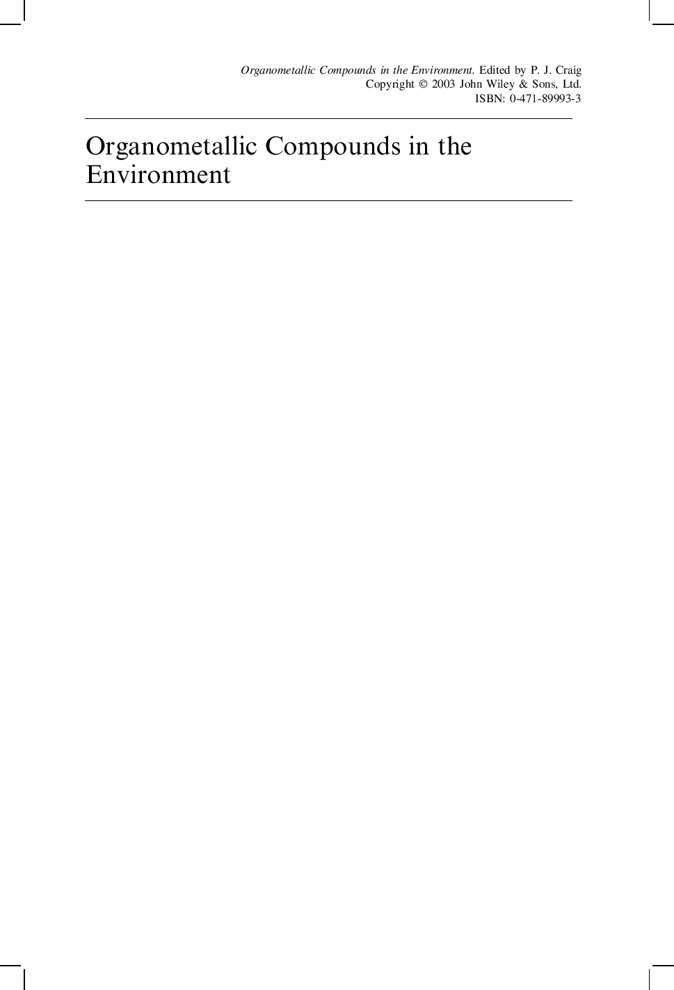 Organometallic compounds in the environment