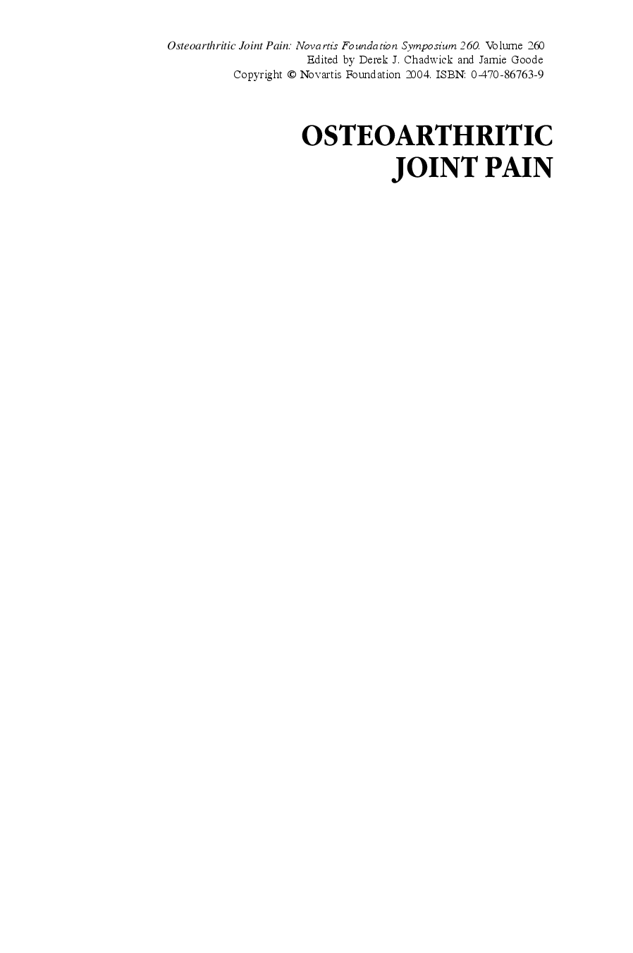 Osteoarthritic joint pain