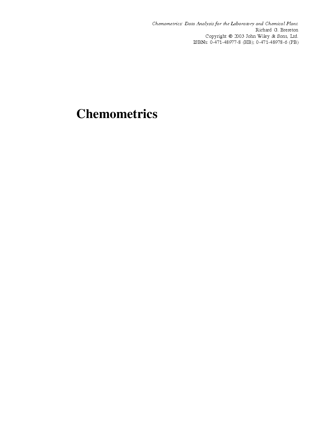 Chemometrics : data analysis for the laboratory and chemical plant