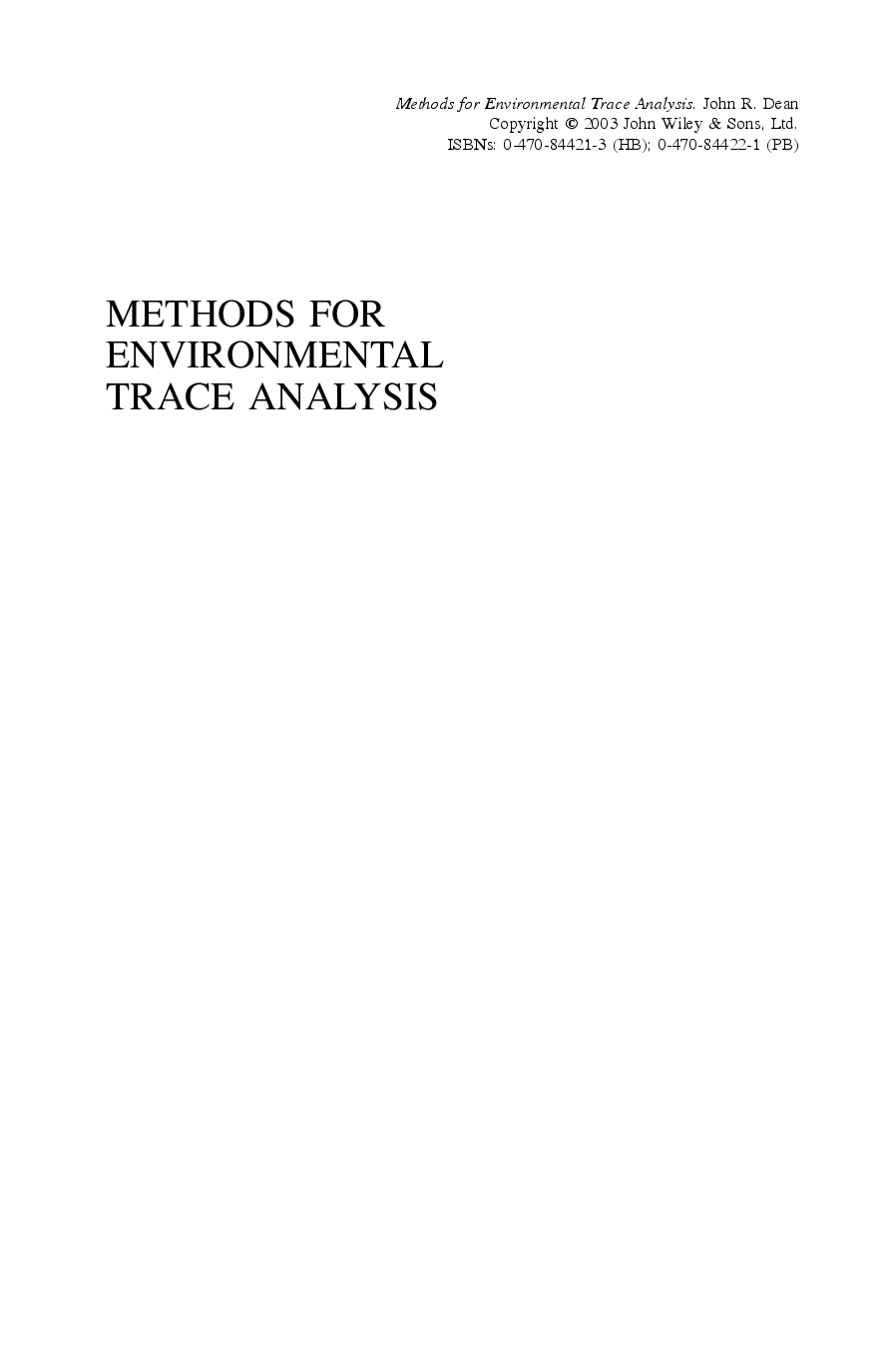 Methods for environmental trace analysis