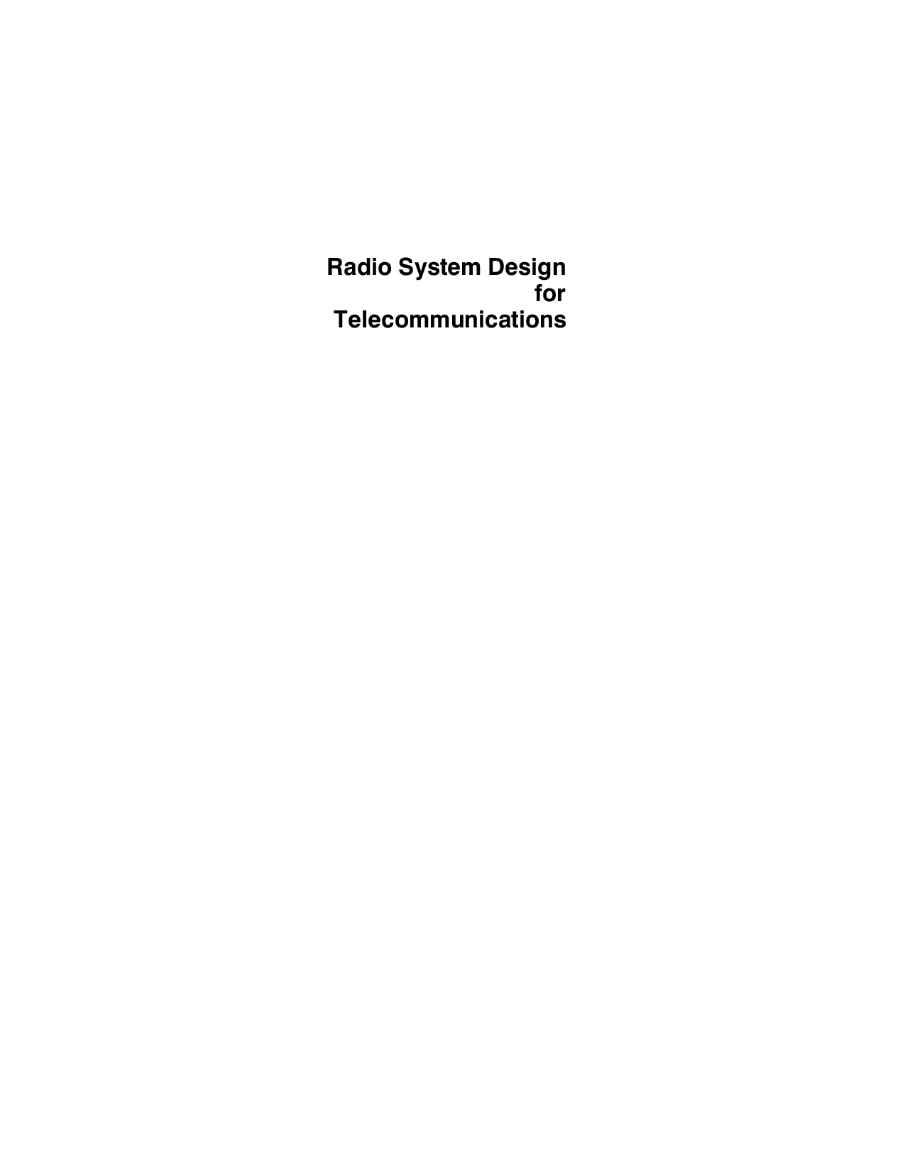 Radio system design for telecommunications third edition