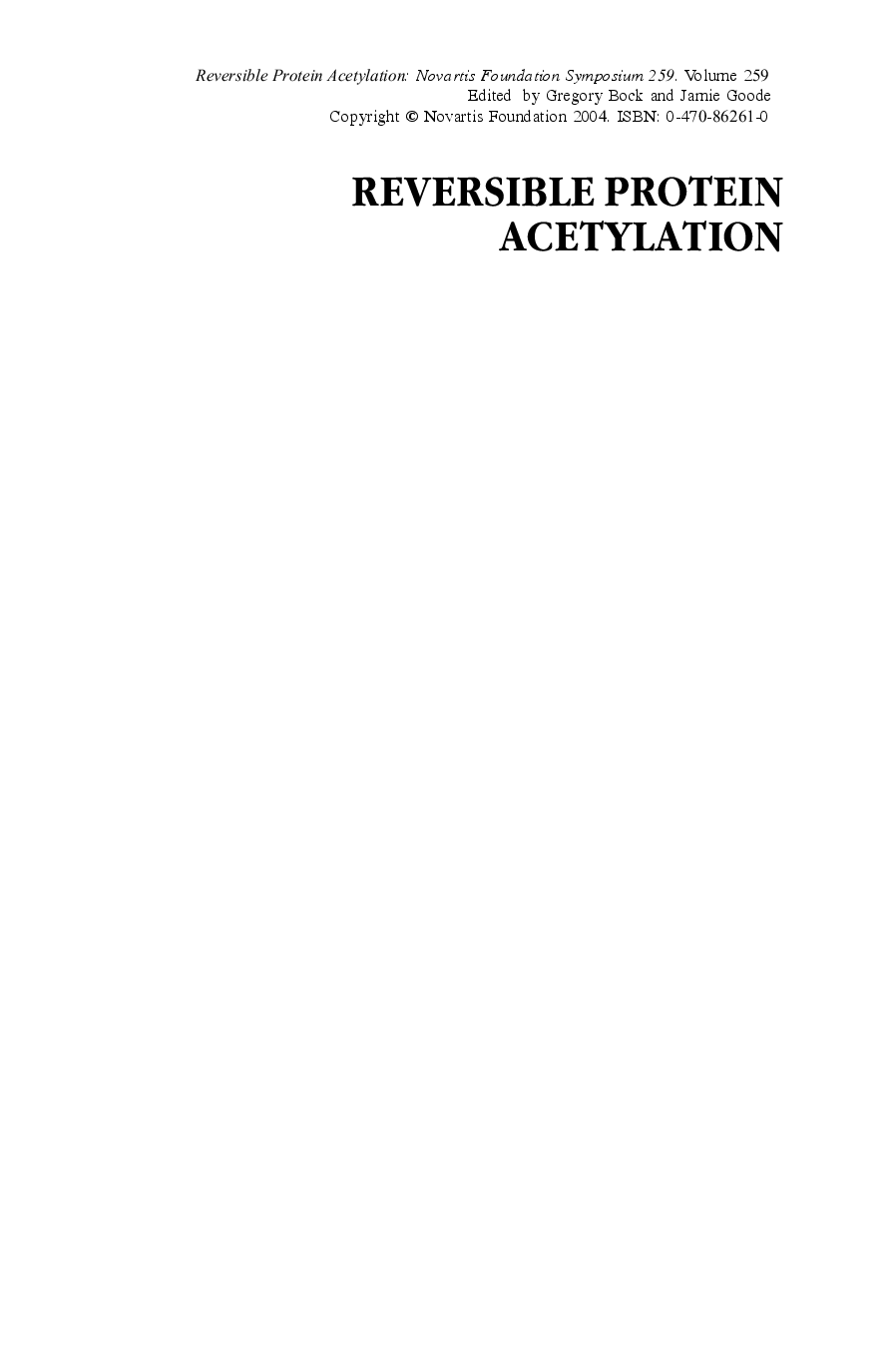 Reversible protein acetylation