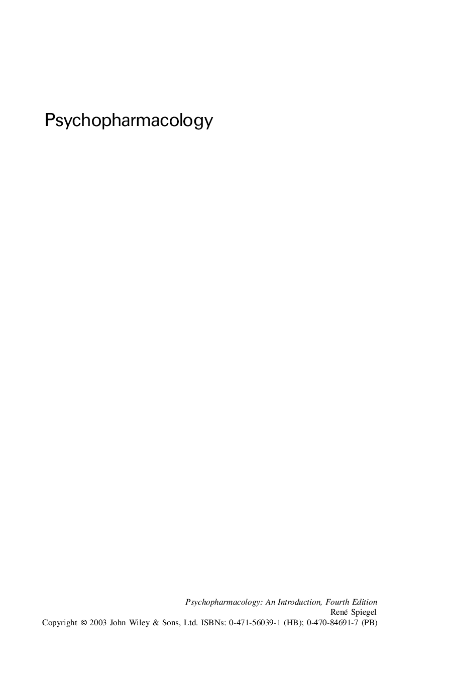 Psychopharmacology