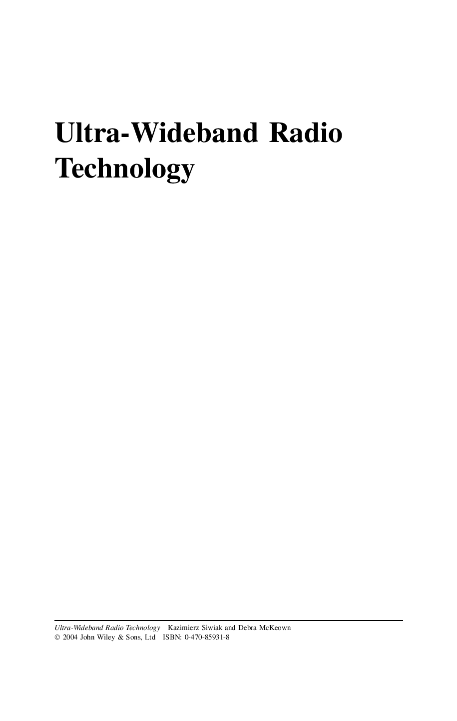 Ultra wideband radio technology