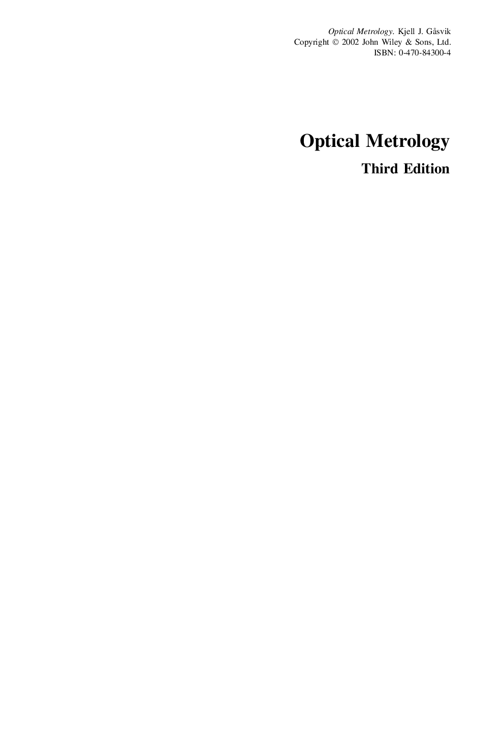 Optical metrology