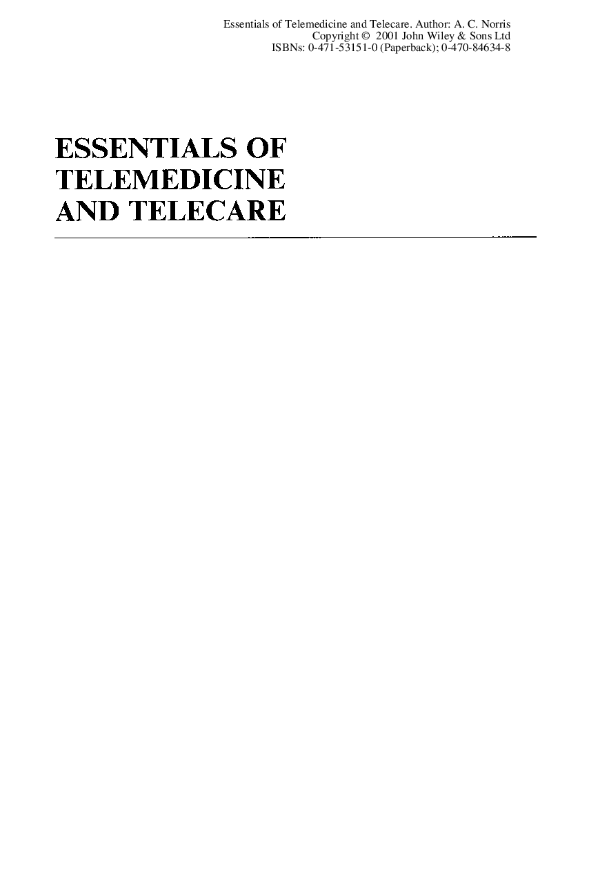 Essentials of telemedicine and telecare