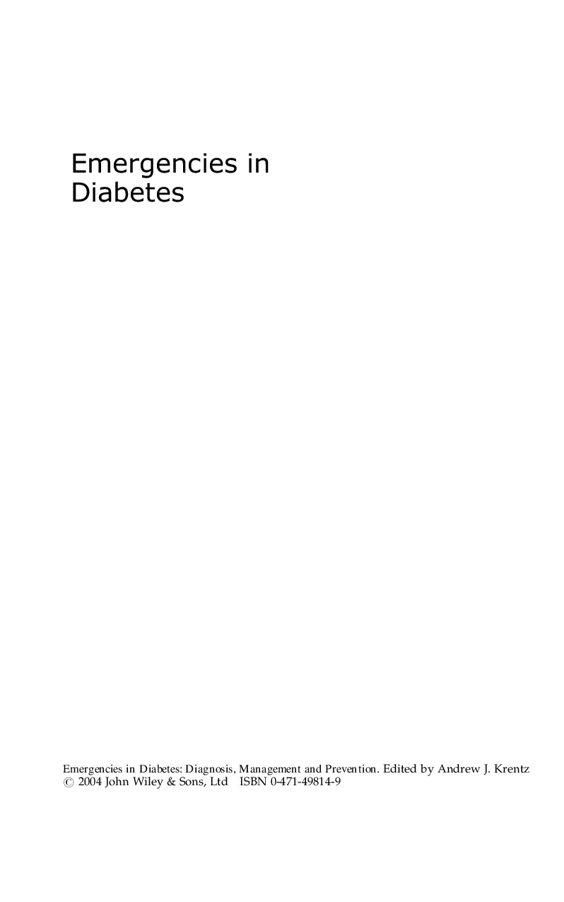 Emergencies in diabetes: diagnosis, management and prevention