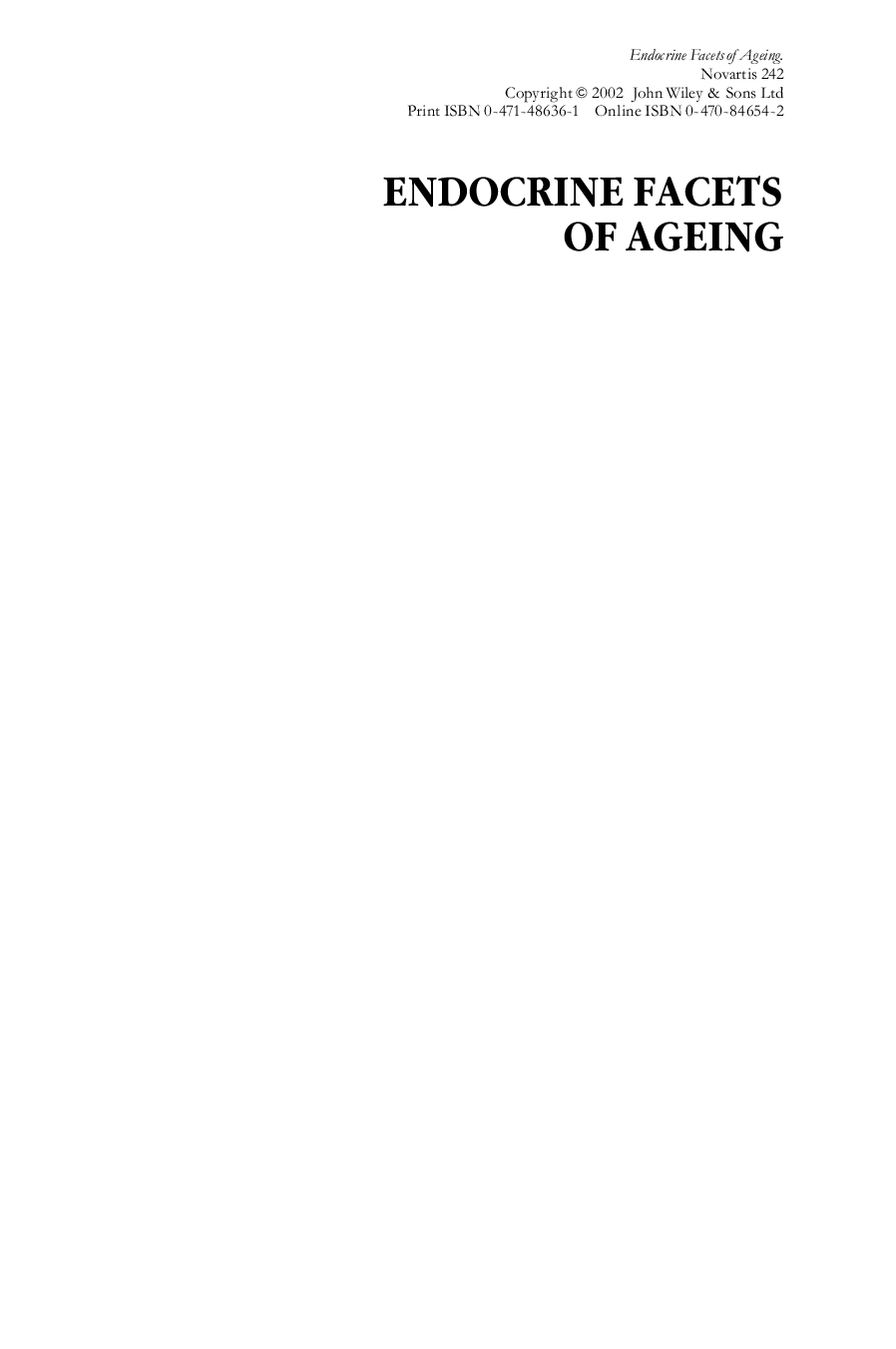 Endocrine facets of ageing