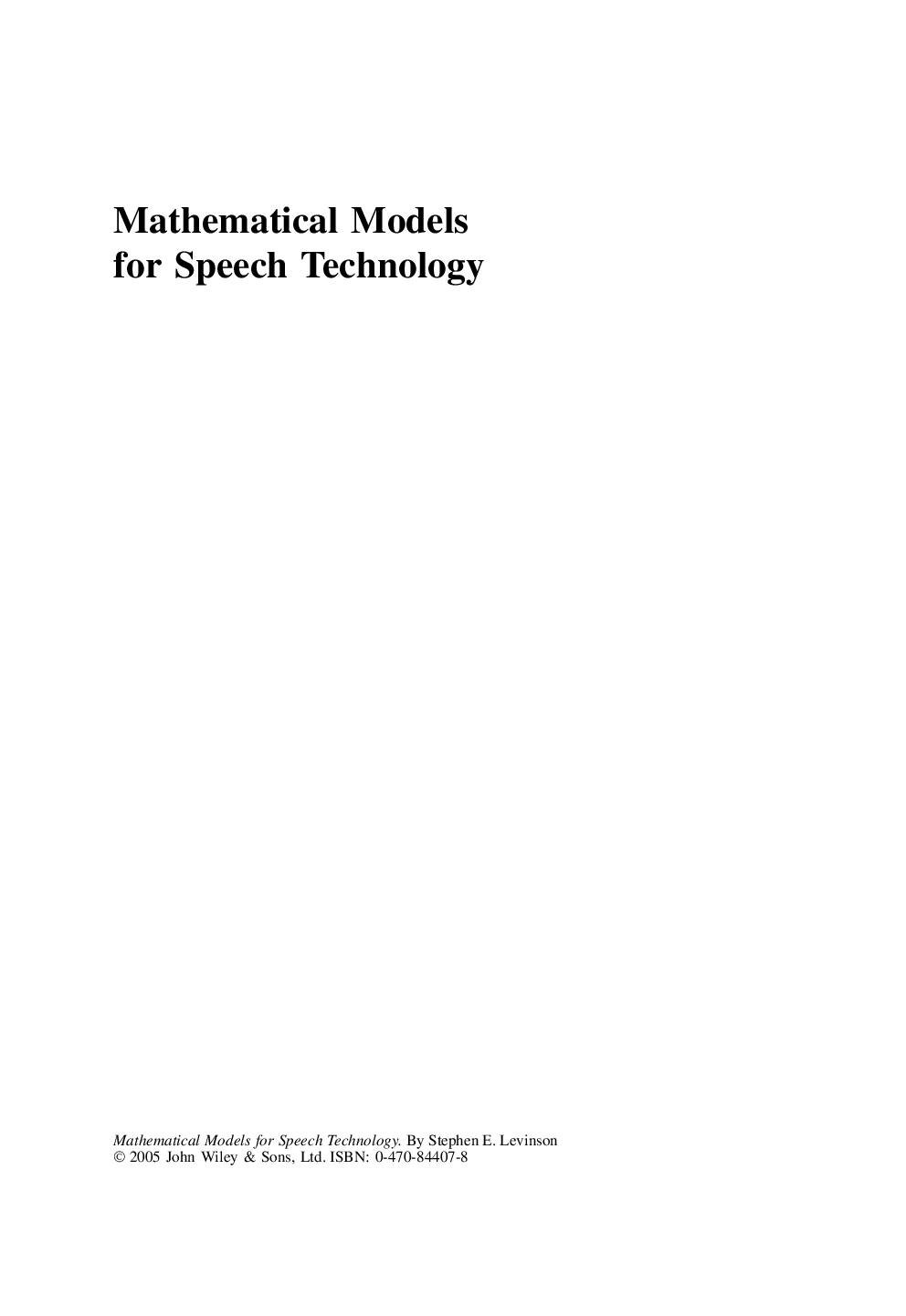 Mathematical models for speech technology