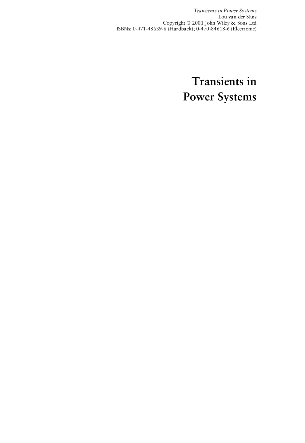 Transients in power systems