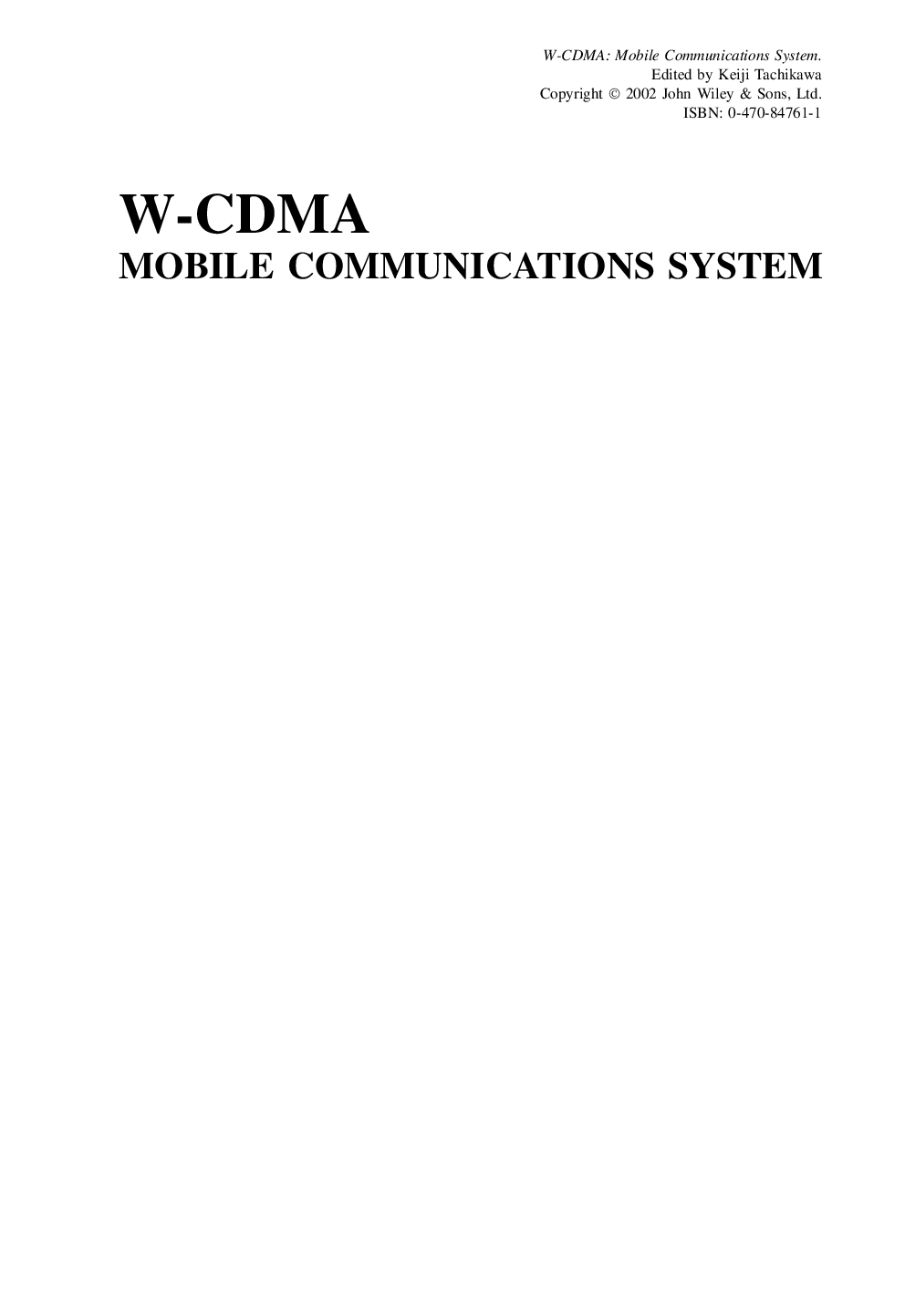 W-CDMA: mobile communications system