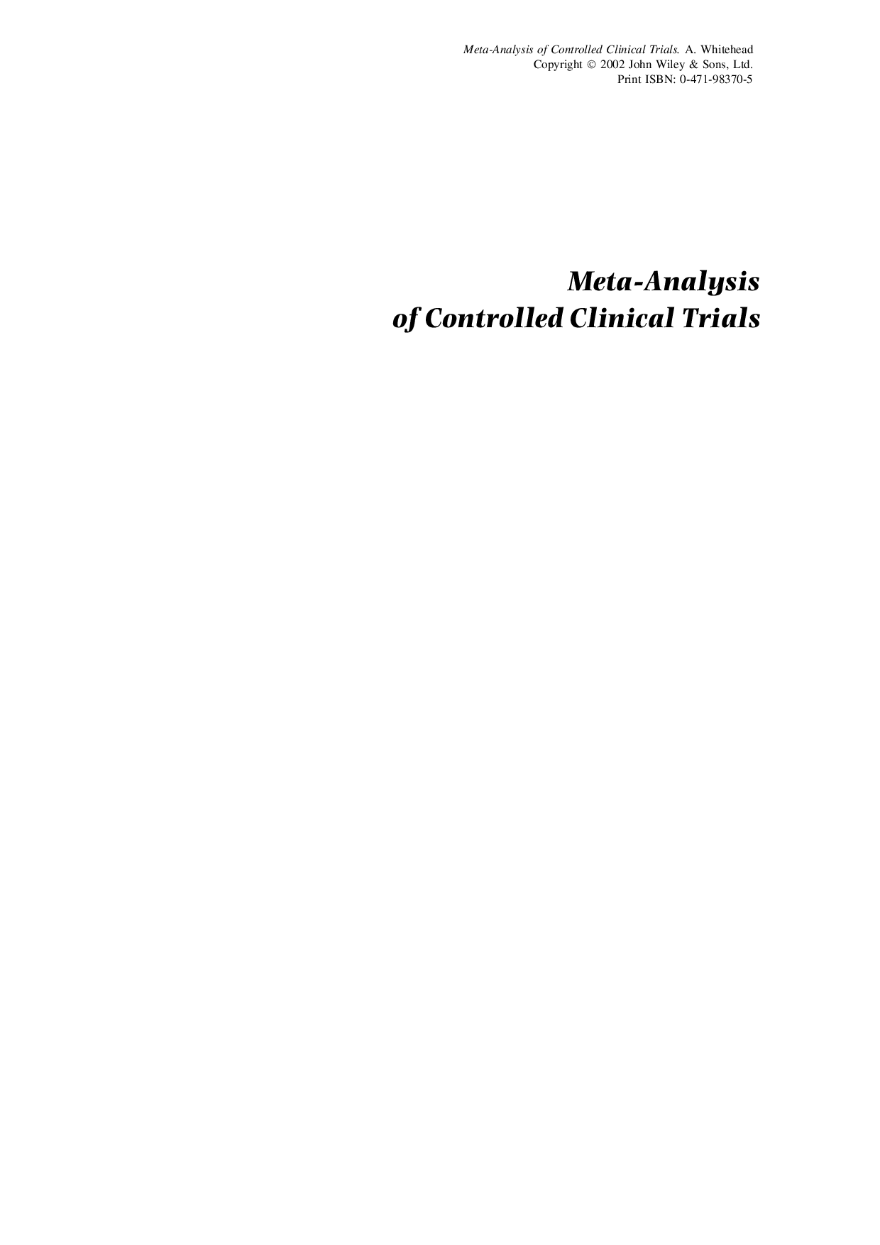 Meta-analysis of controlled clinical trials