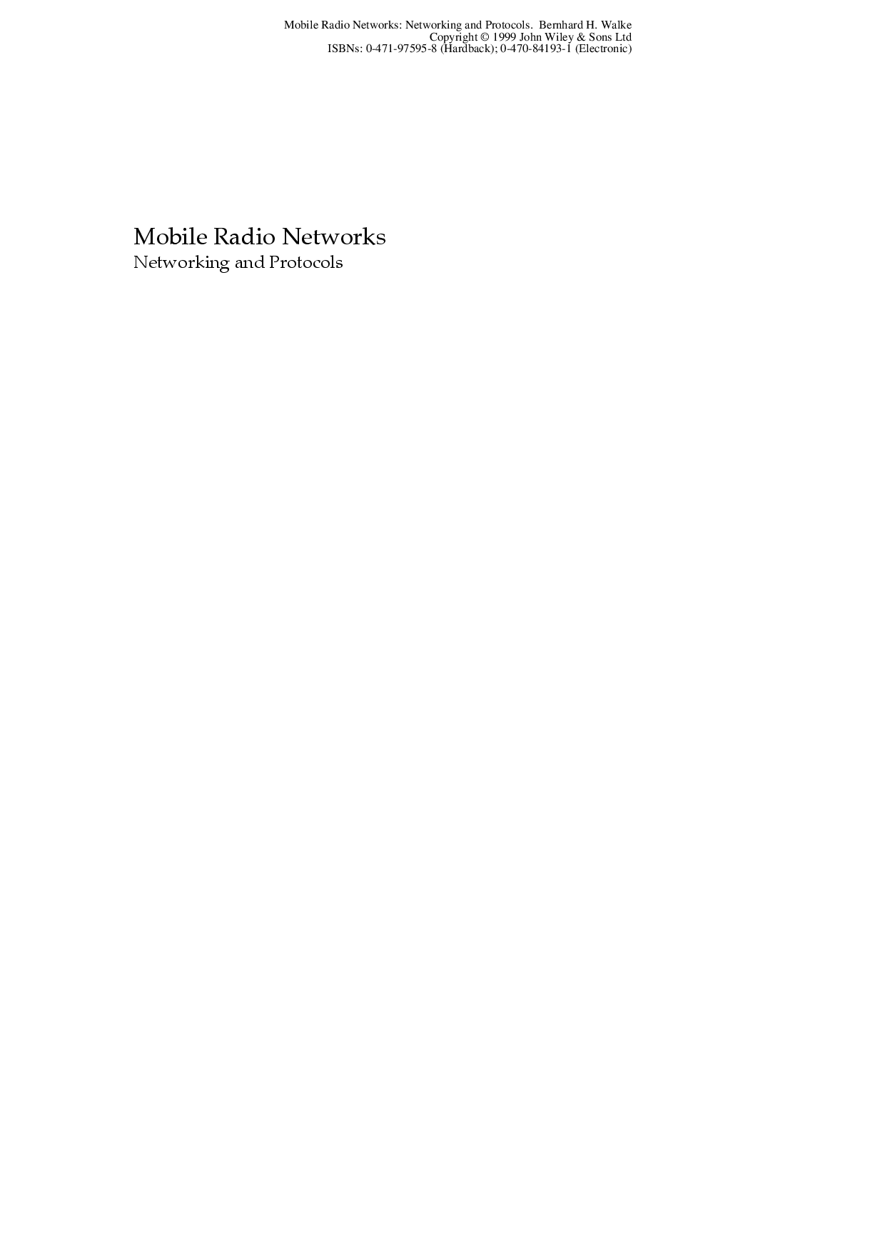 Mobile radio networks networking and protocols