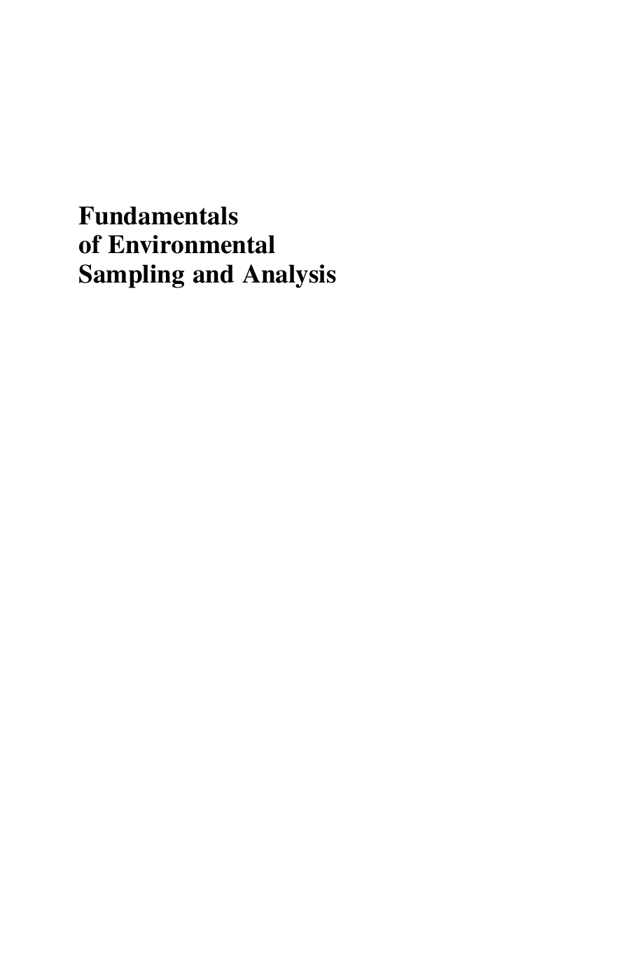 Fundamentals of Environmental Sampling and Analysis