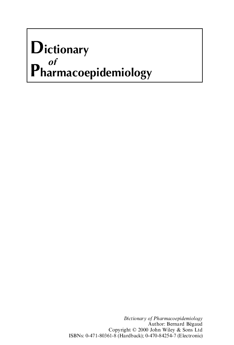 Dictionary of pharmacoepidemiology