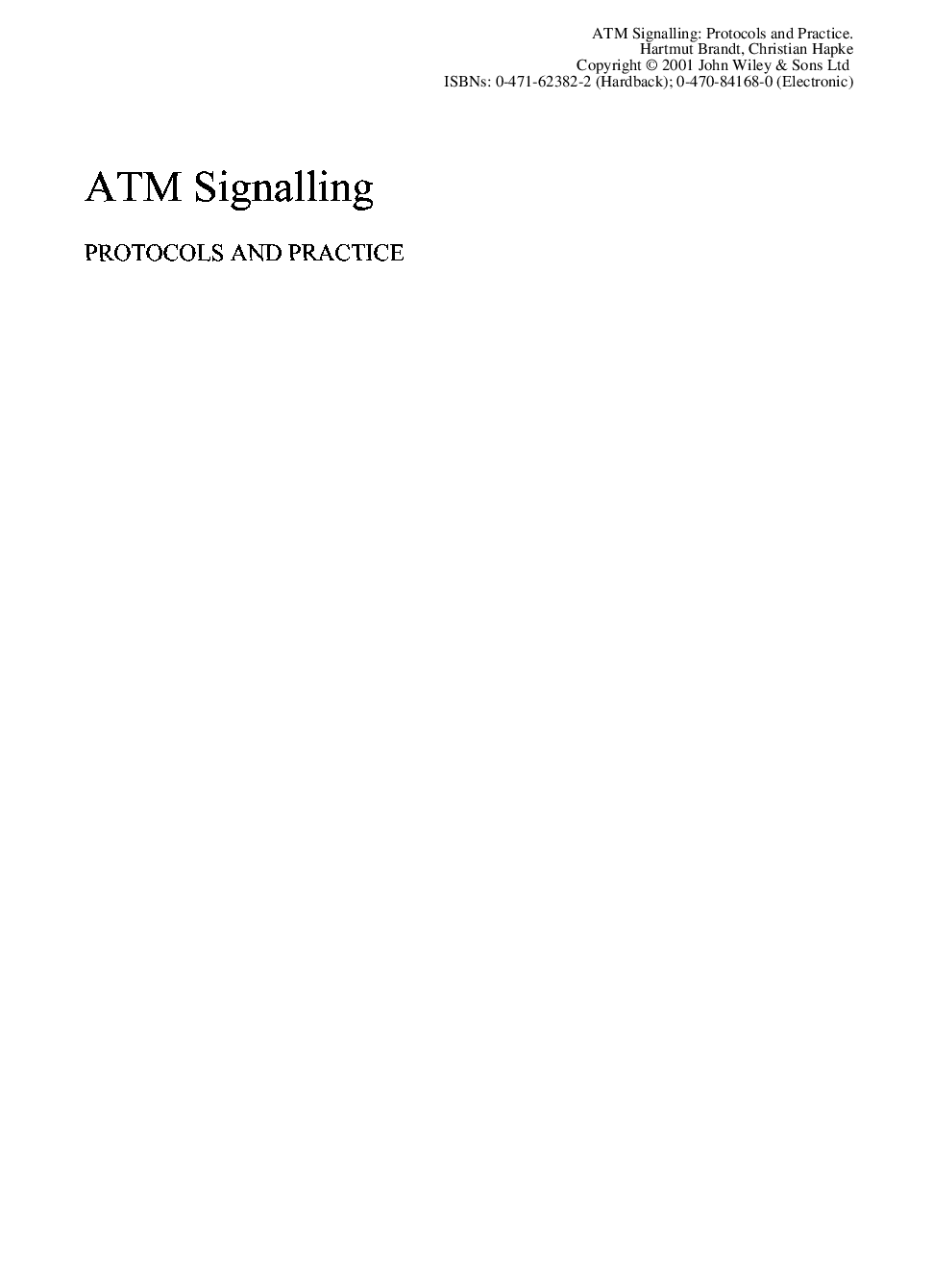 ATM signalling: Pprotocols and practice