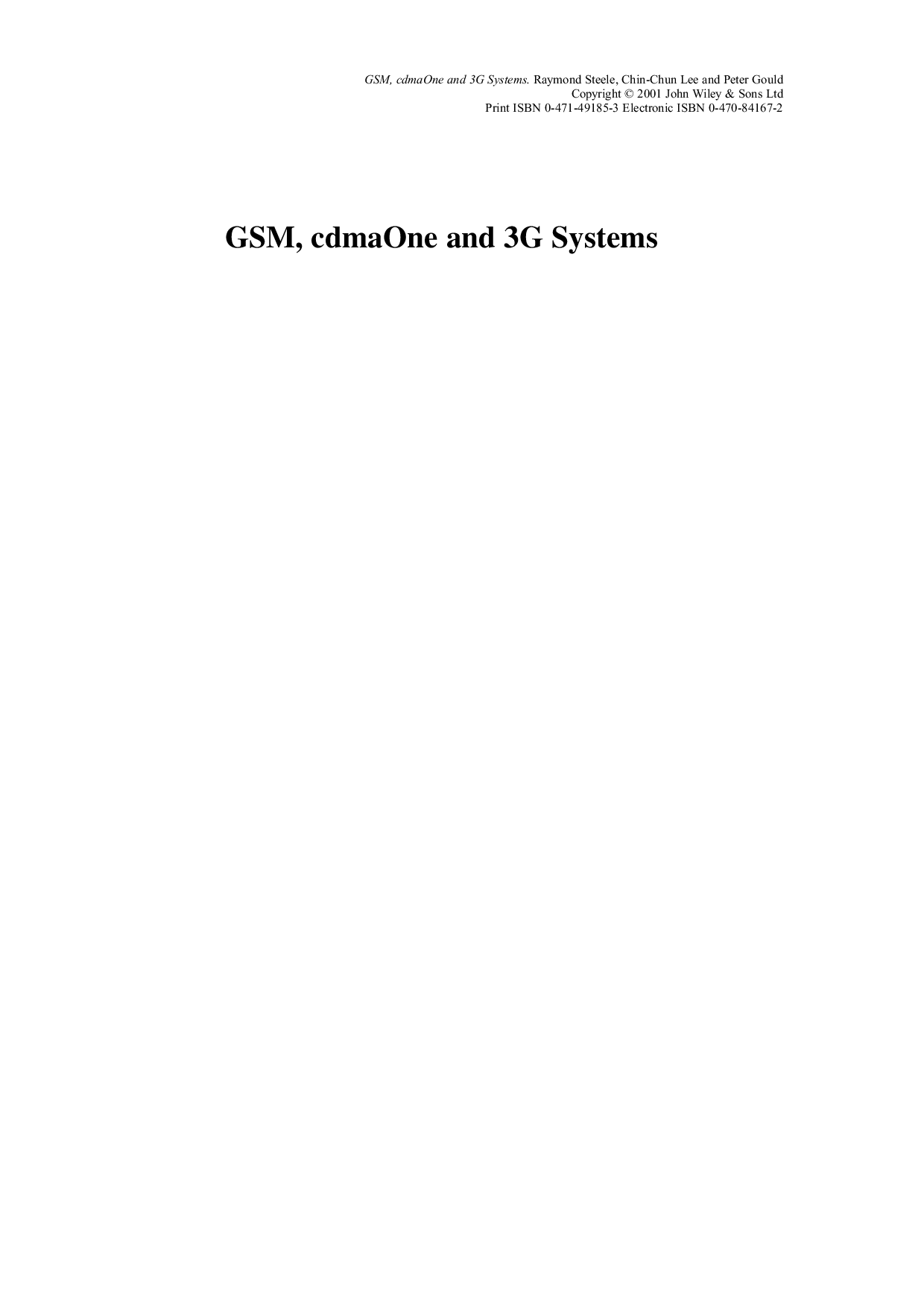 GSM, cdmaOne, and 3G systems