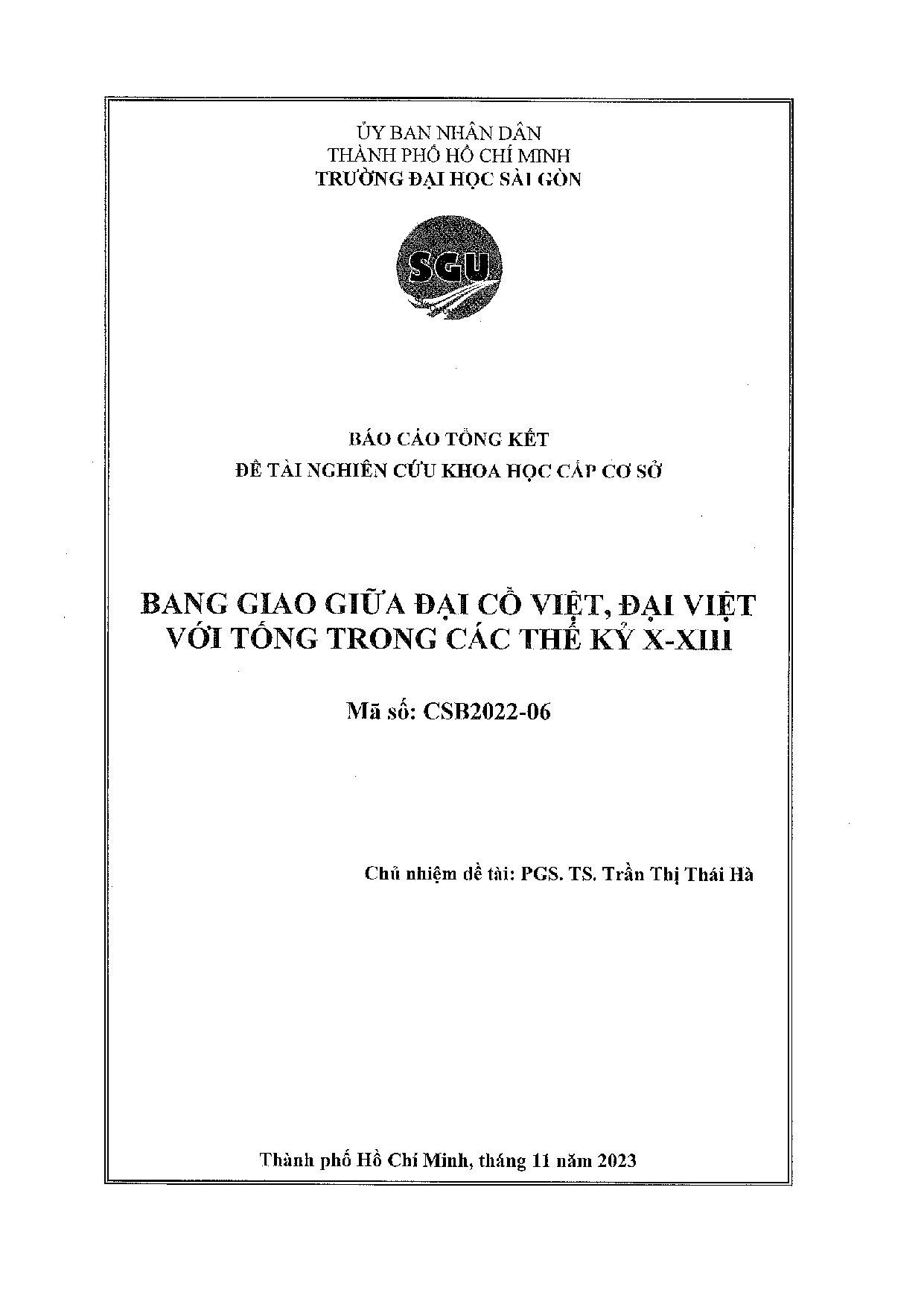 Bang giao giữa Đại Cồ Việt, Đại Việt với Tống trong các thế kỉ X-XIII