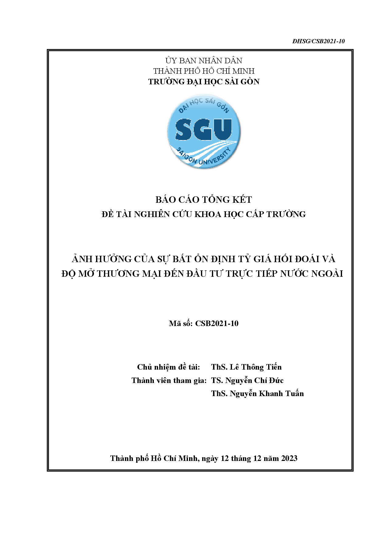 Ánh hưởng của sự bất ổn định tỷ giá hối đoái và độ mở thương mại đến đầu tư trực tiếp nước ngoài