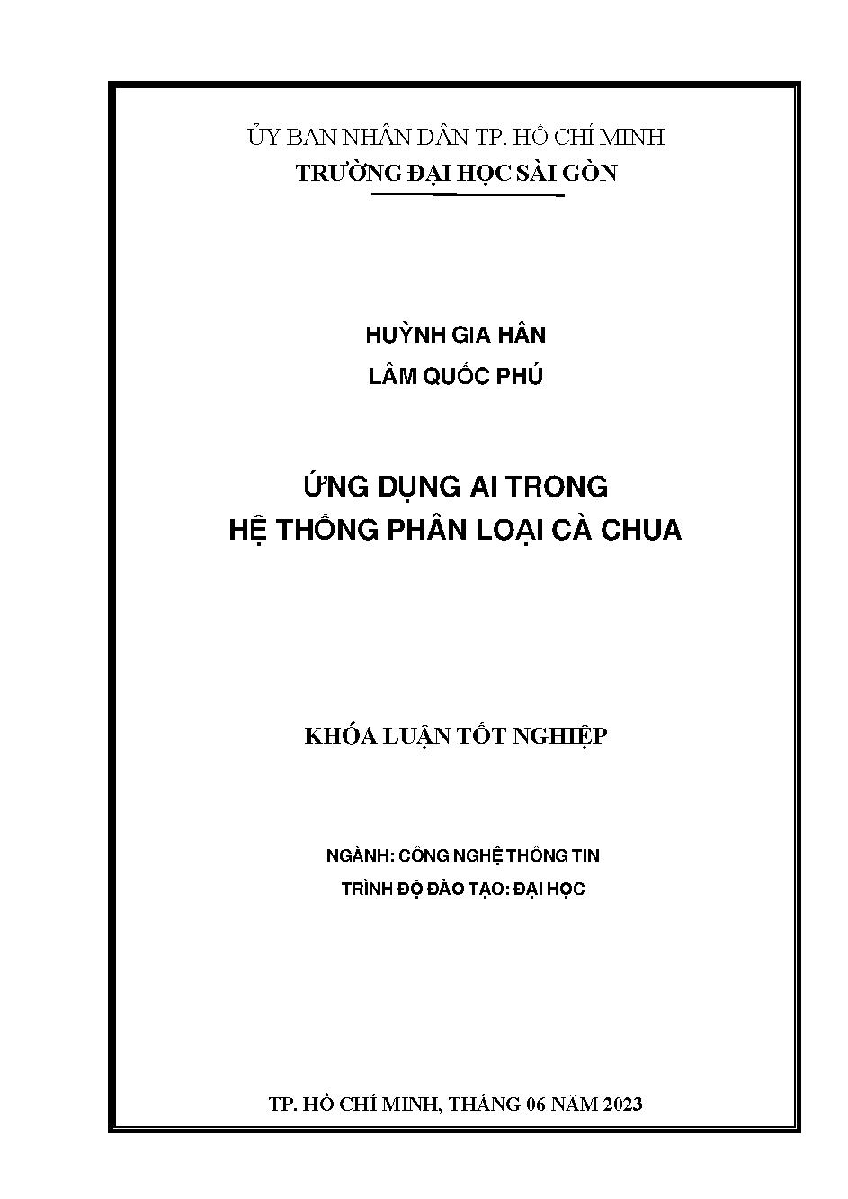 Ứng dụng AI trong hệ thống phân loại cà chua