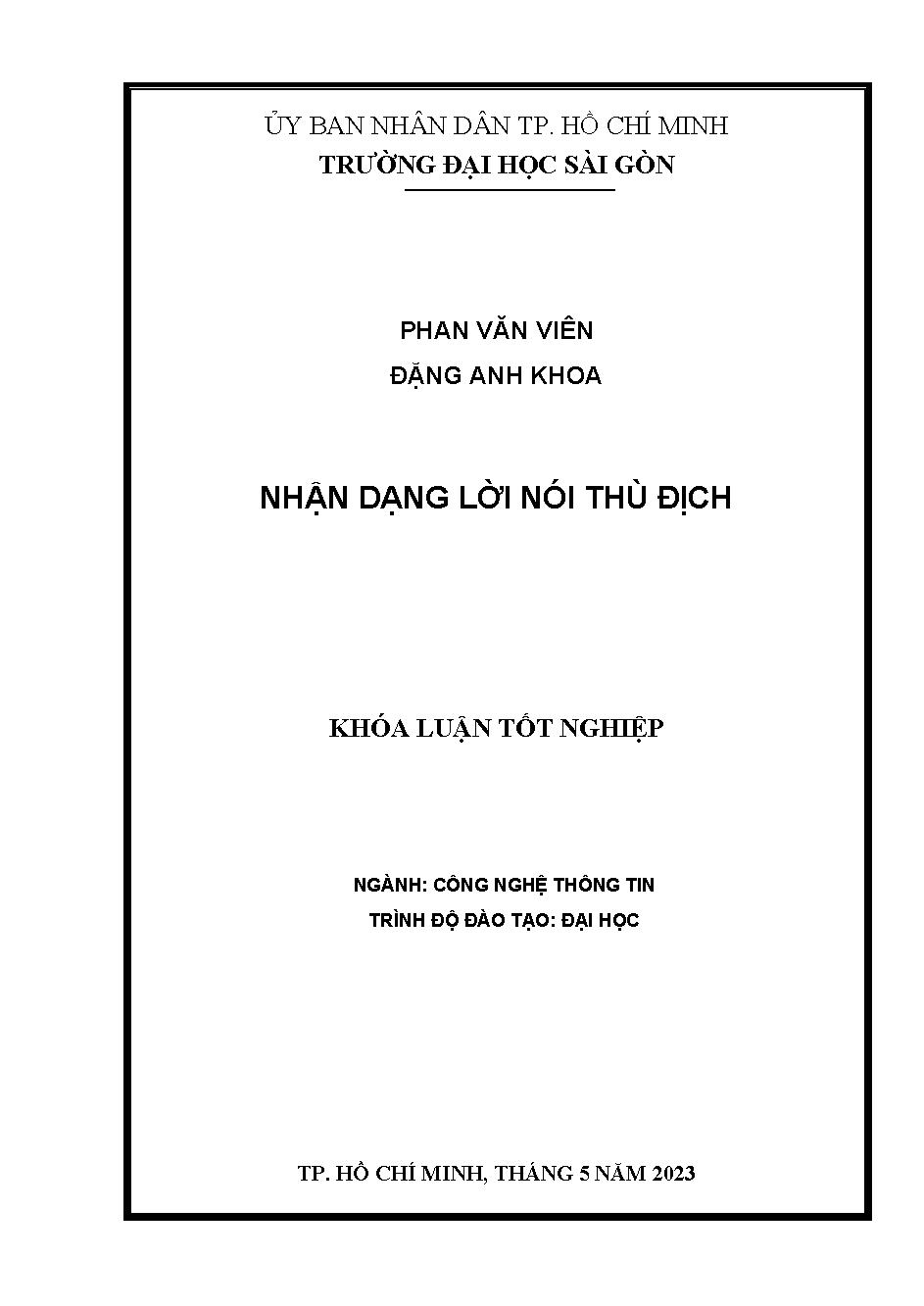 Phát hiện lời nói thù địch