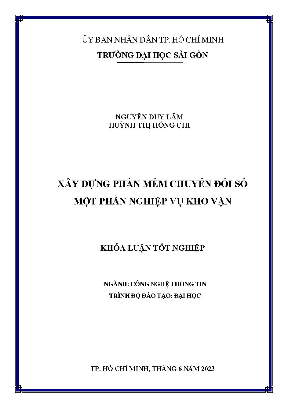 Xây dựng phần mềm chuyển đổi số một phần nghiệp vụ kho vận