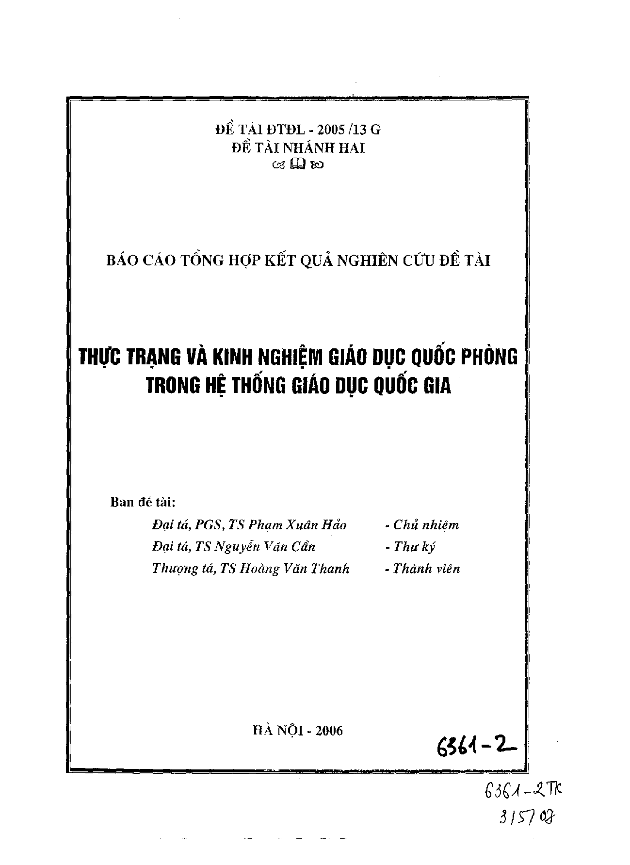 Thực trạng và kinh nghiệm giáo dục quốc phòng trong hệ thống giáo dục quốc gia  