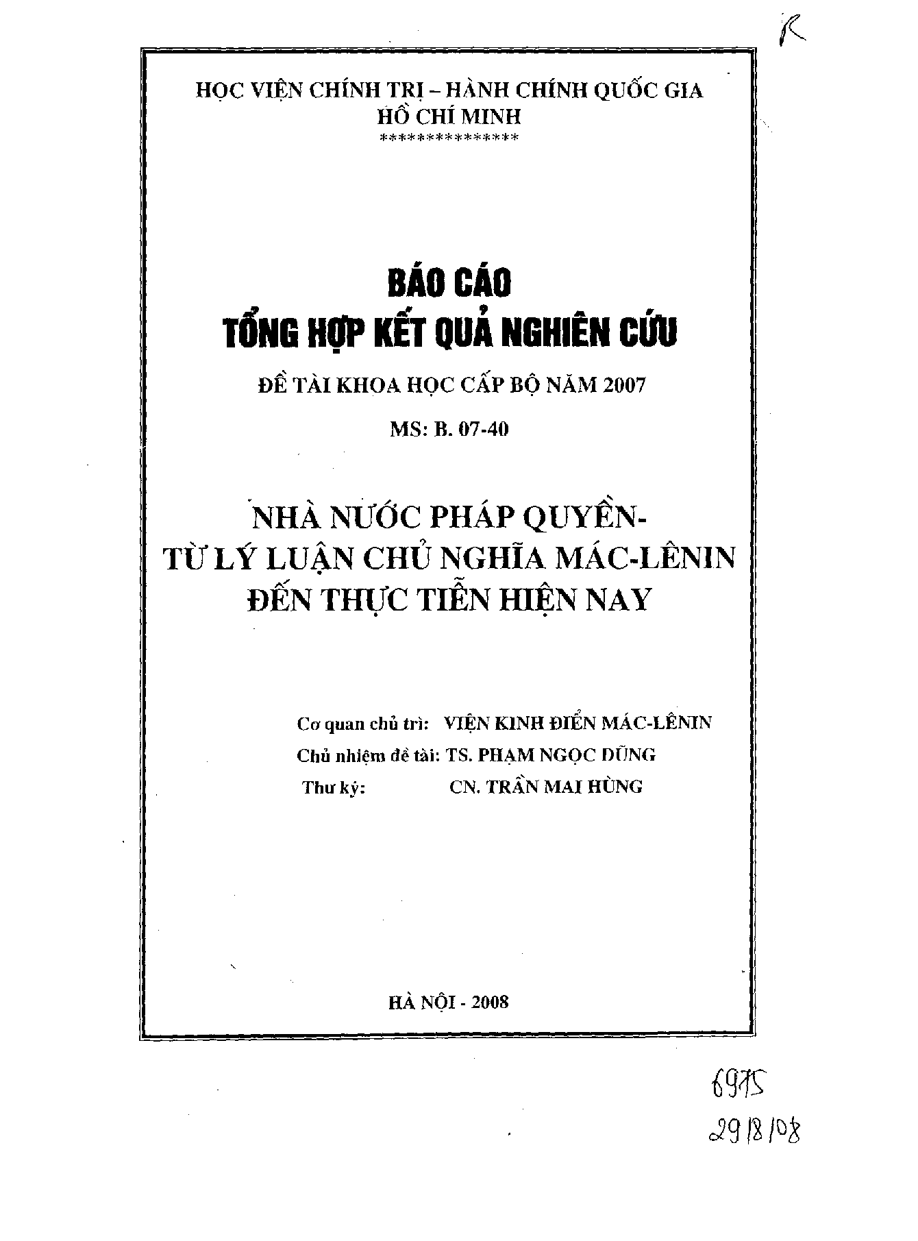 Nhà nước pháp quyền - Từ lý luận chủ nghĩa Mác-Lênin đến thực tiễn hiện nay  