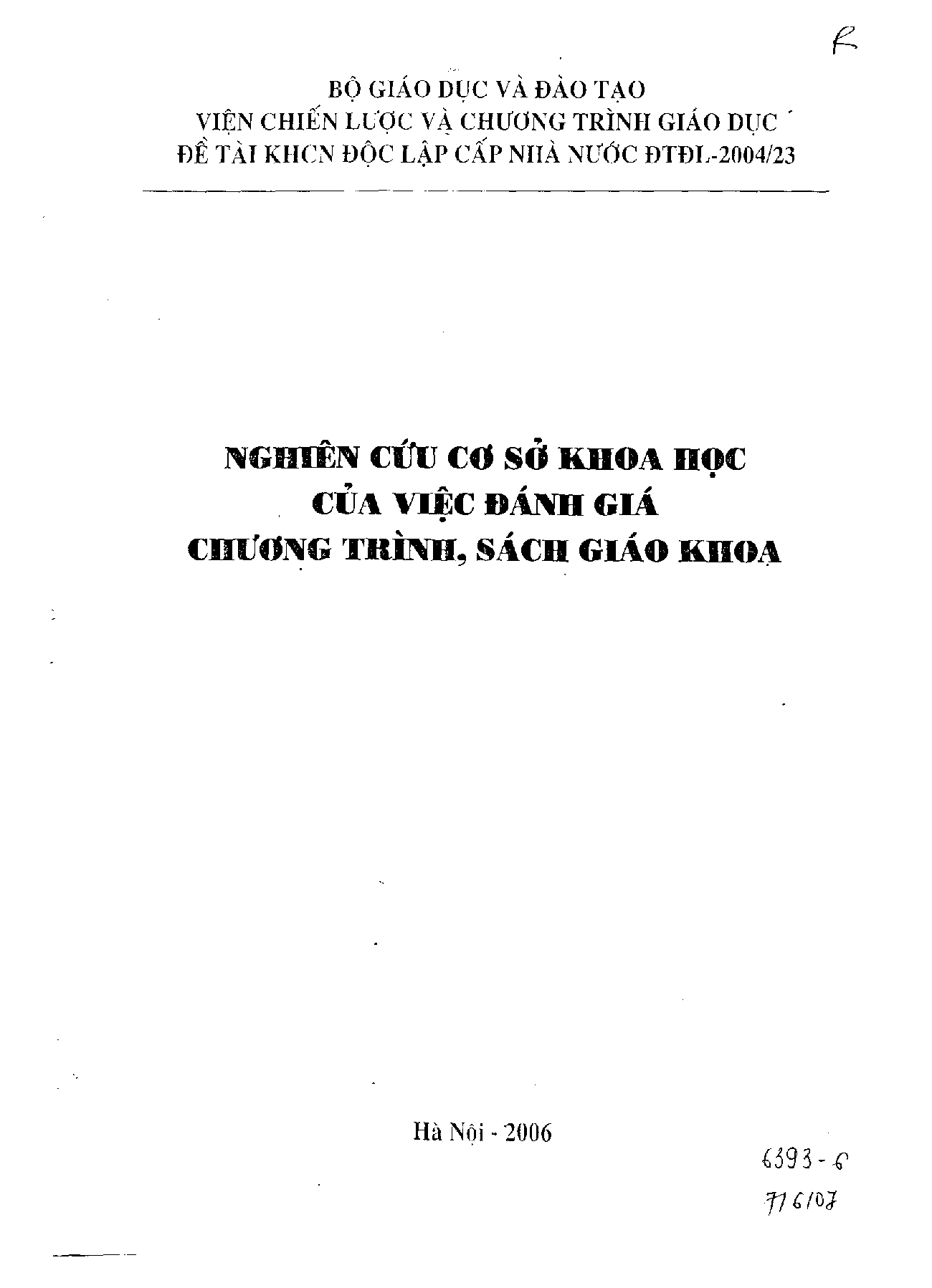 Nghiên cứu cơ sở khoa học của việc đánh giá chương trình, sách giáo khoa  