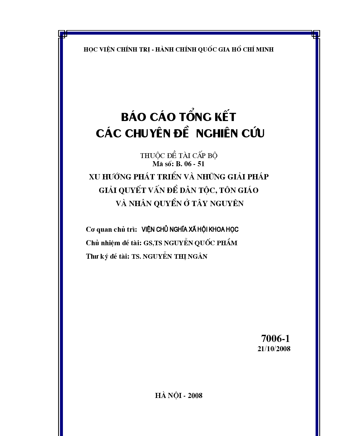 Xu hướng phát triển và những giải pháp giải quyết vấn đề dân tộc, tôn giáo và nhân quyền ở Tây Nguyên  