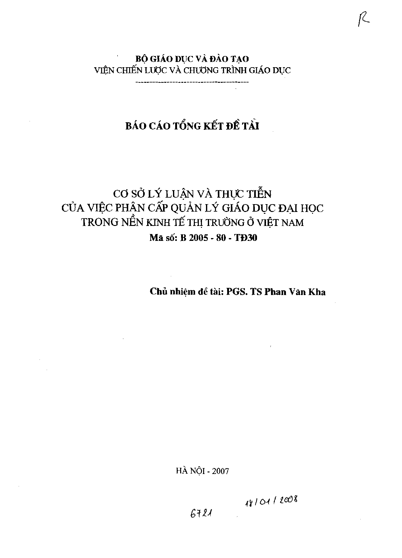 Cơ sở lý luận và thực tiễn của việc phân cấp quản lý giáo dục đại học trong nền kinh tế thị trường ở Việt Nam  