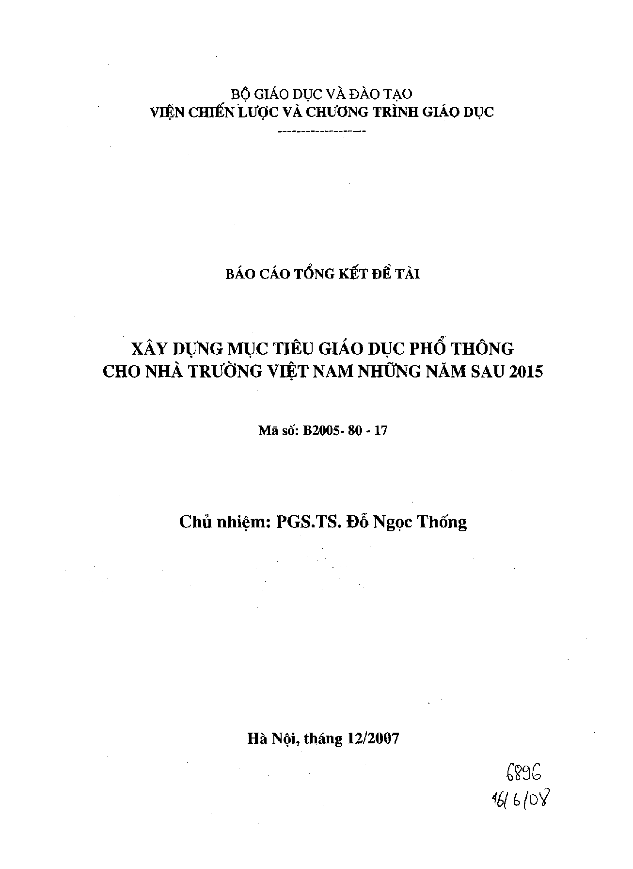 Xây dựng mục tiêu giáo dục phổ thông cho nhà trường Việt Nam những năm sau 2015  