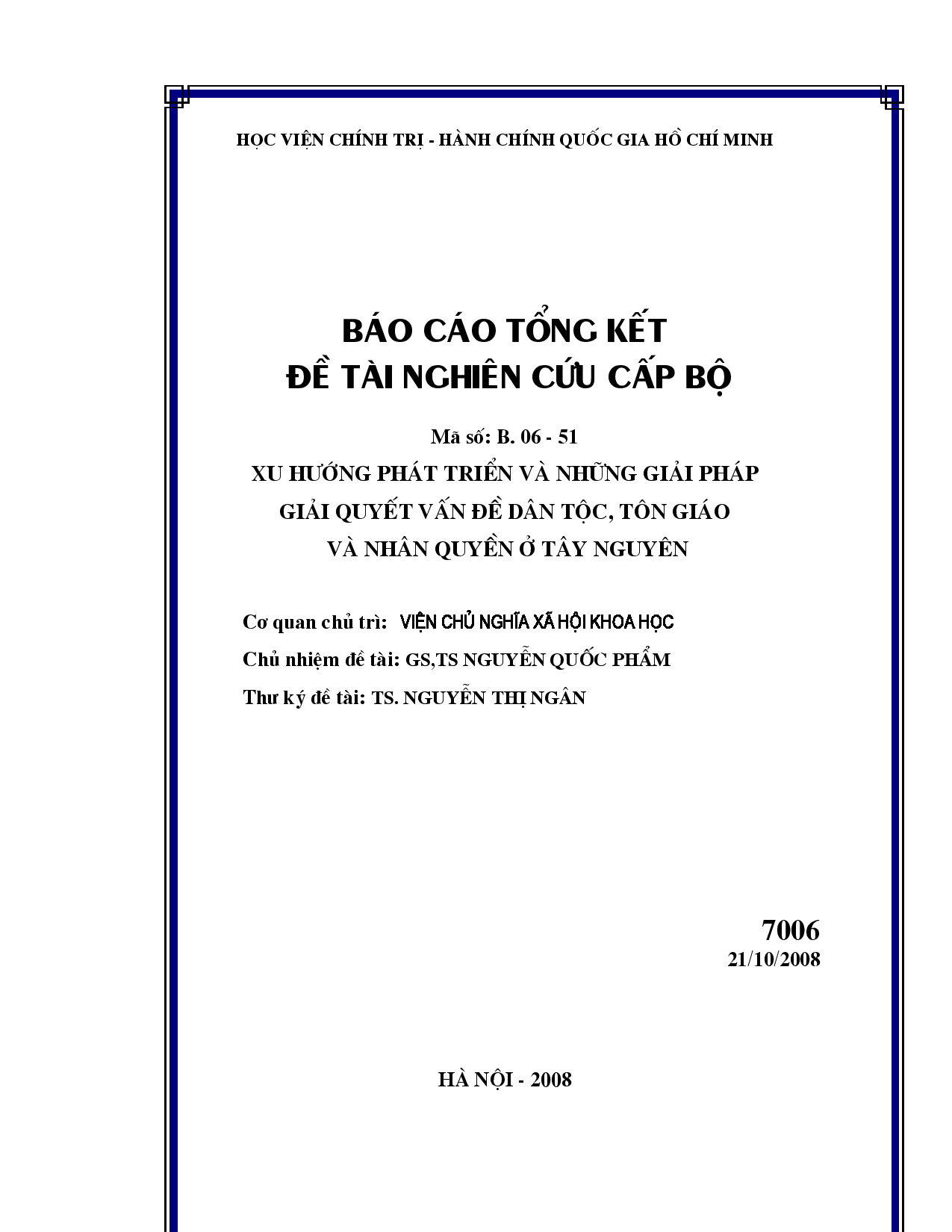 Xu hướng phát triển và những giải pháp giải quyết vấn đề dân tộc, tôn giáo và nhân quyền ở Tây Nguyên  