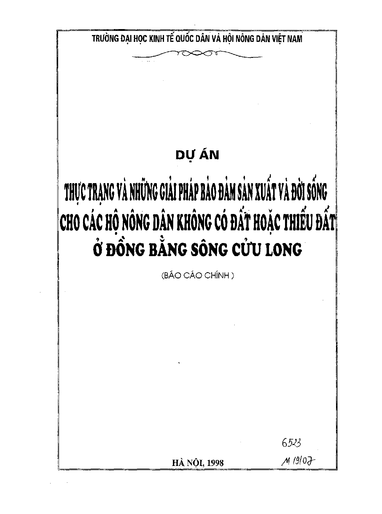 Thực trạng và những giải pháp bảo đảm sản xuất và đời sống cho các hộ nông dân không có đất hoặc thiếu đất ở đồng bằng sông Cửu Long  