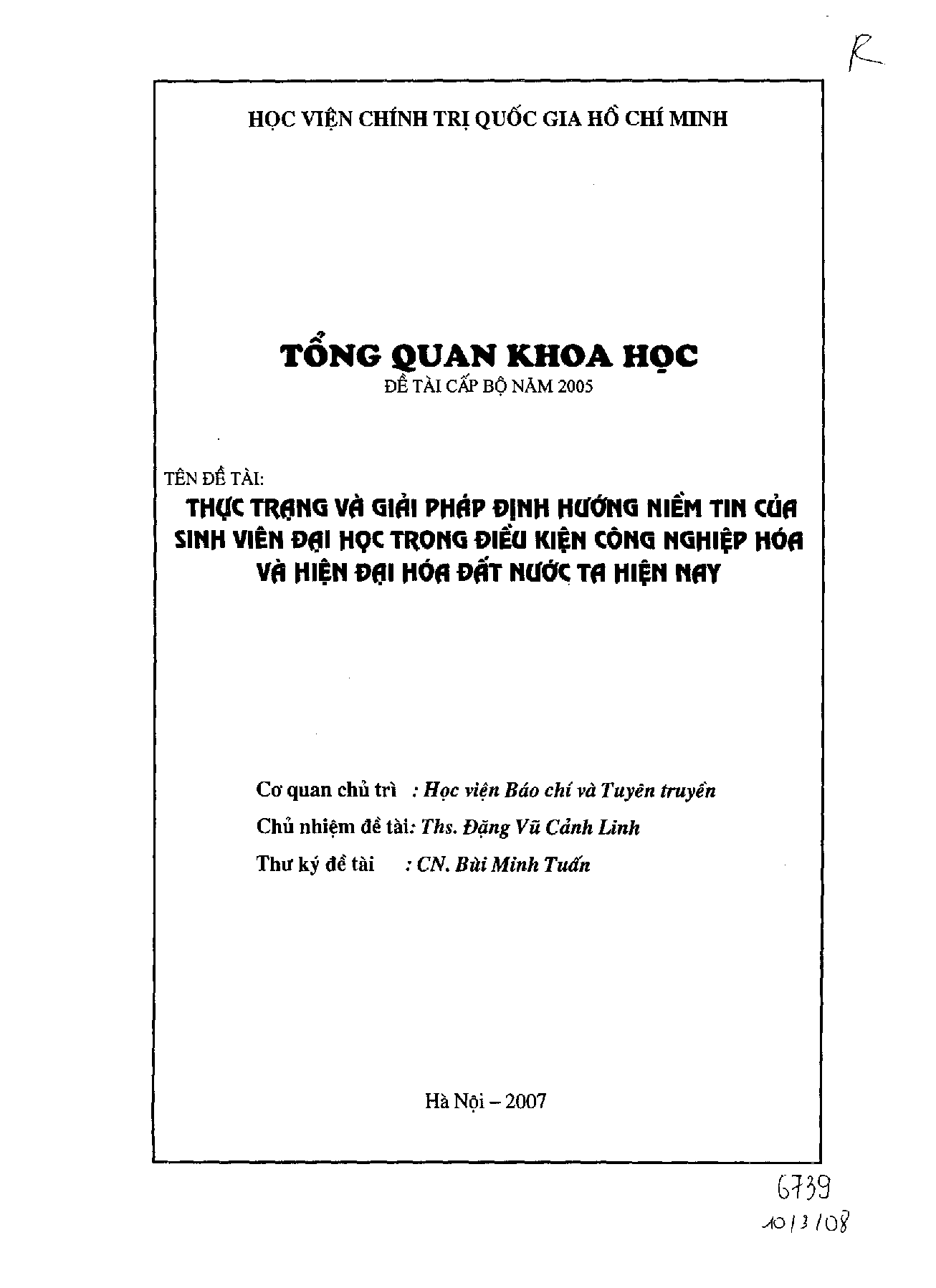 Thực trạng và giải pháp định hướng niềm tin của sinh viên đại học trong điều kiện công nghiệp hóa và hiện đại hóa đất nước ta hiện nay  