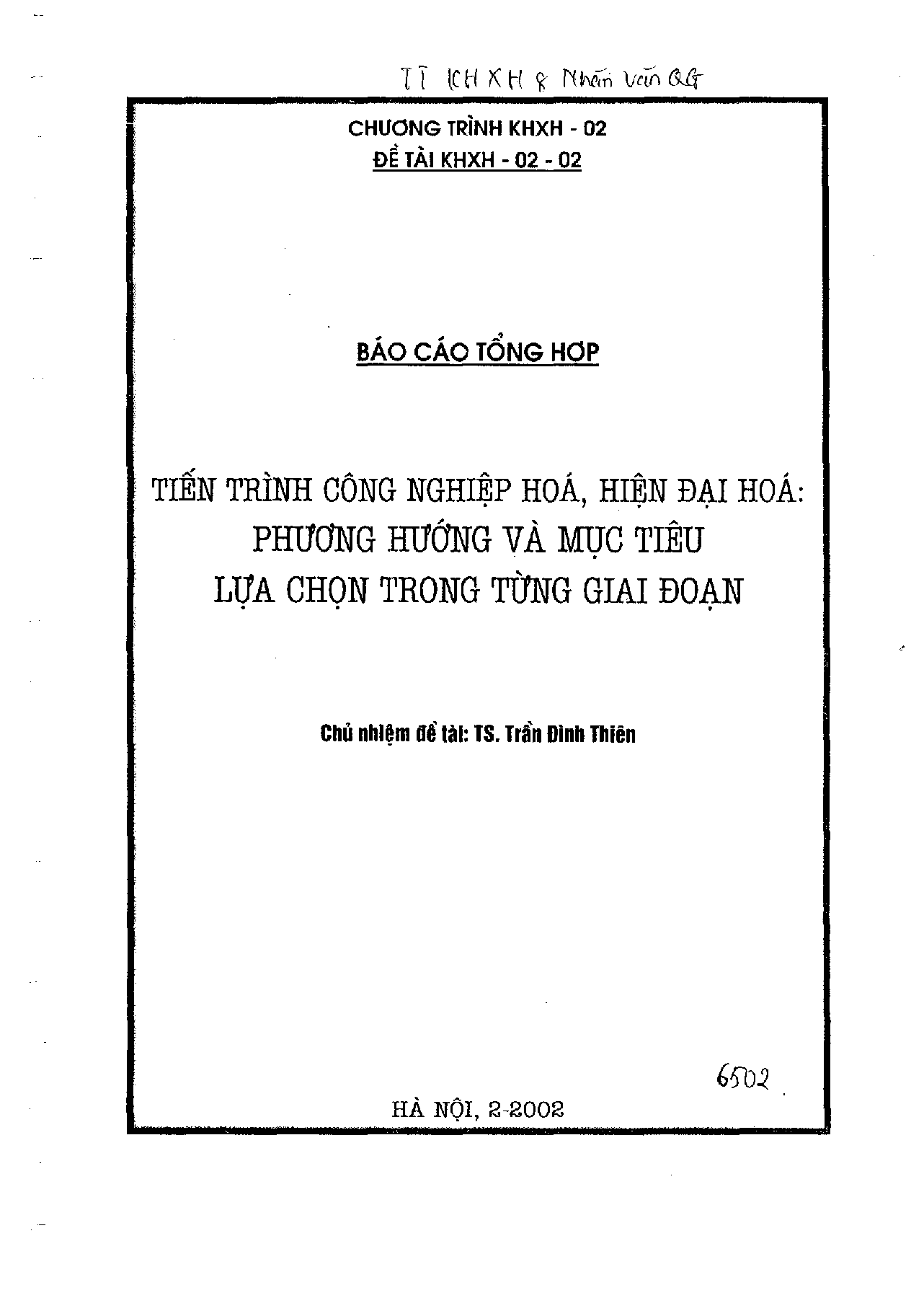 Tiến trình công nghiệp hoá, hiện đại hóa : Phương hướng và mục tiêu lựa chọn trong từng giai đoạn  