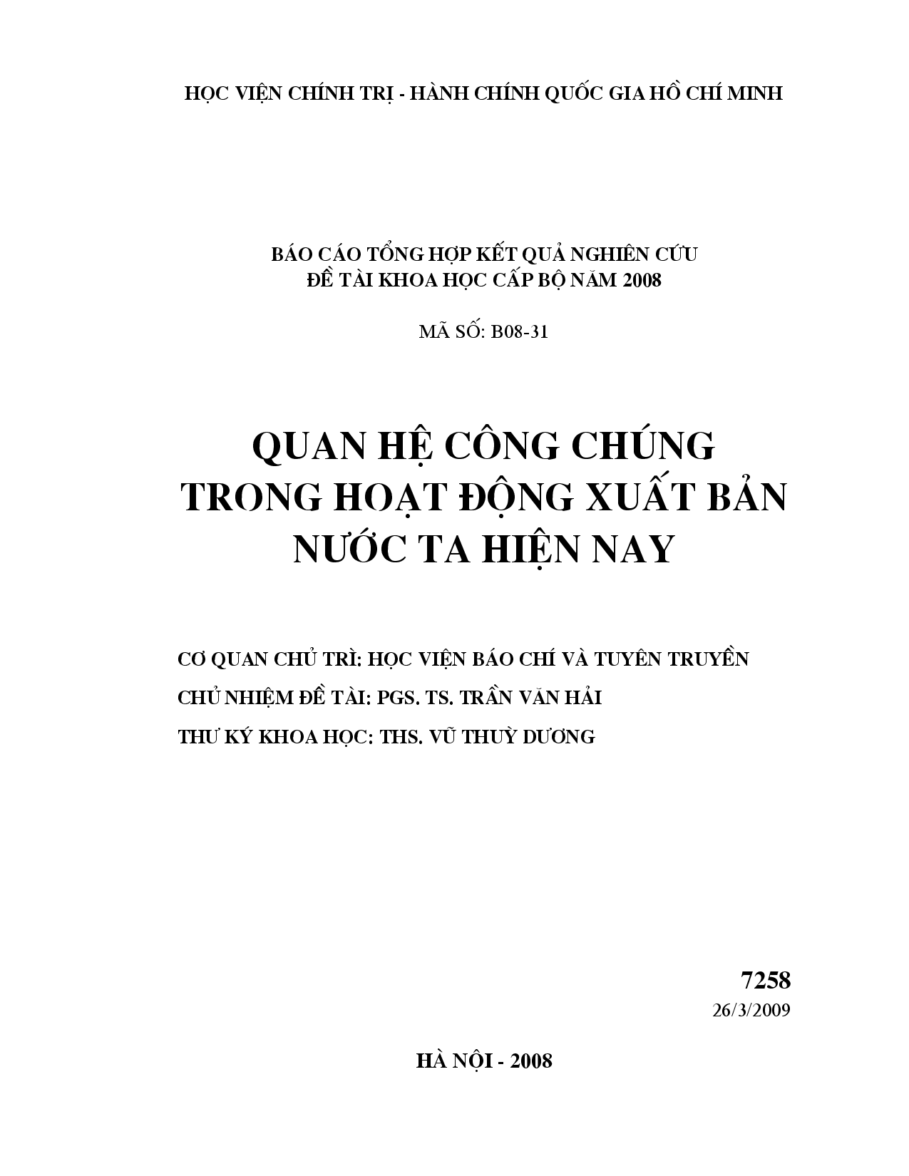 Quan hệ công chúng trong hoạt động xuất bản nước ta hiện nay  