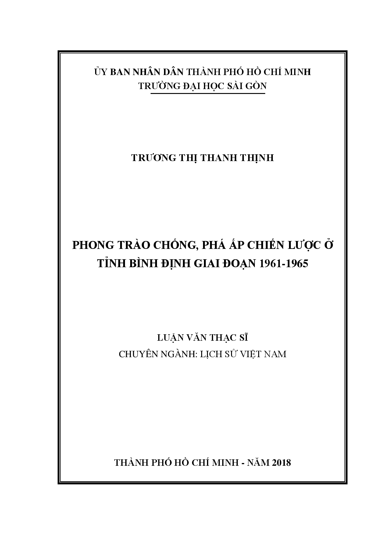 Phong trào chống, phá ấp chiến lược ở tỉnh Bình định giai đoạn 1961 - 1965  