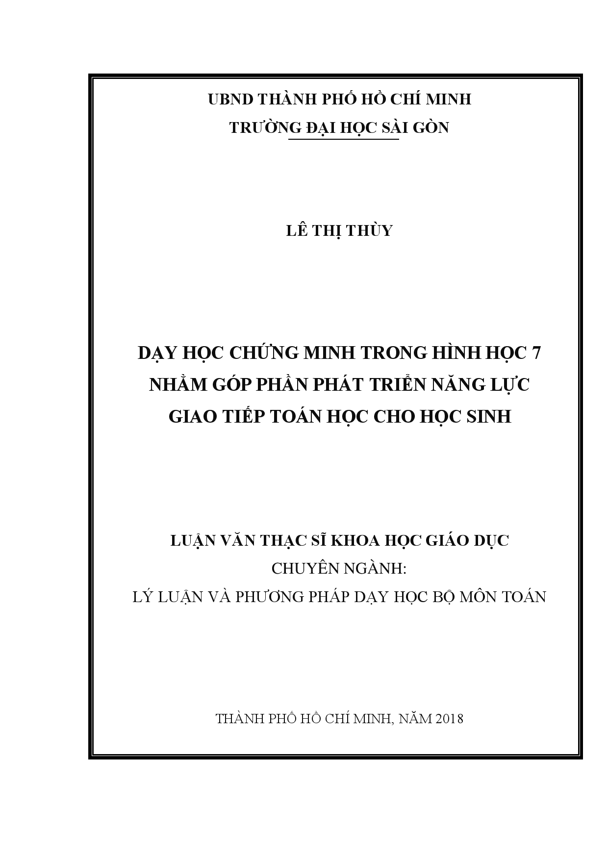 Dạy học chứng minh trong hình học 7 nhằm góp phần phát triển năng lực giao tiếp toán học cho học sinh  