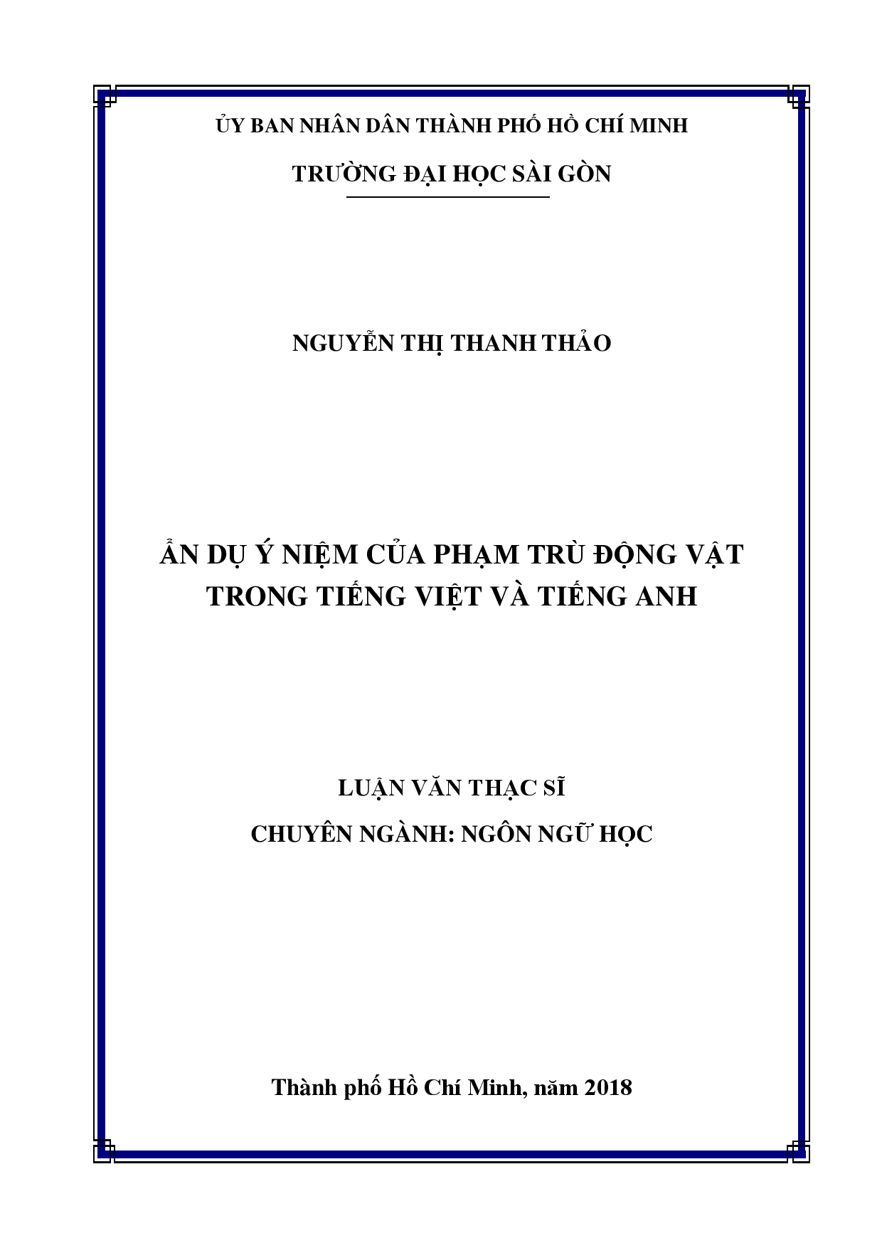 Ẩn dụ ý niệm của phạm trù động vật trong tiếng Việt và tiếng Anh  