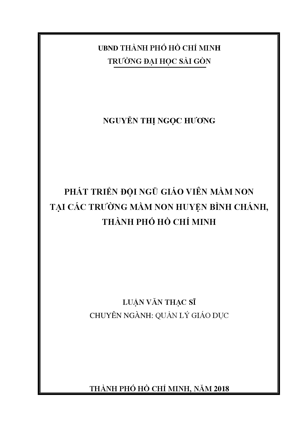 Phát triển đội ngũ giáo viên mầm non tại các trường mầm non huyện Bình Chánh, thành phố Hồ Chí Minh  