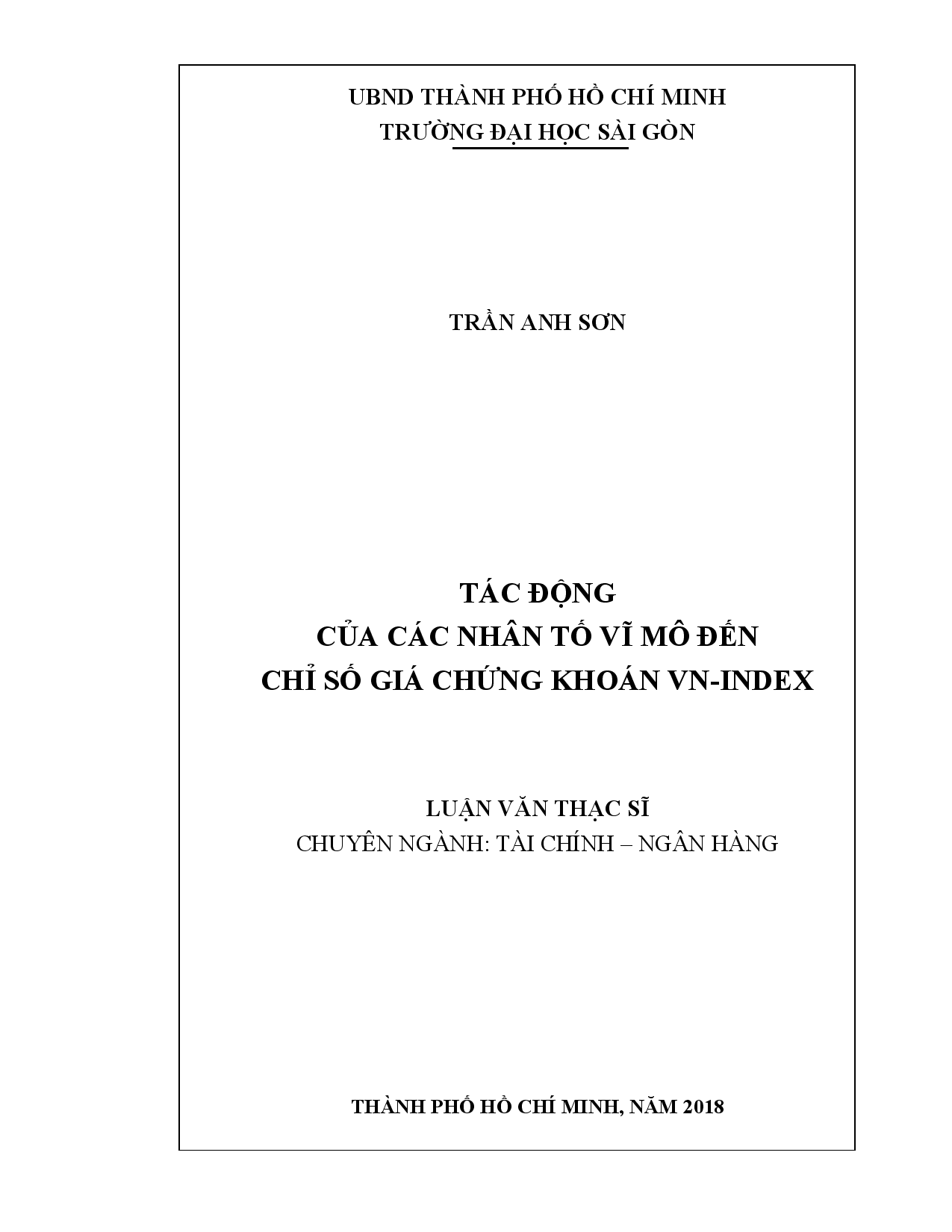 Tác động của các nhân tố vĩ mô đến chỉ số giá chứng khoán VN-INDEX  