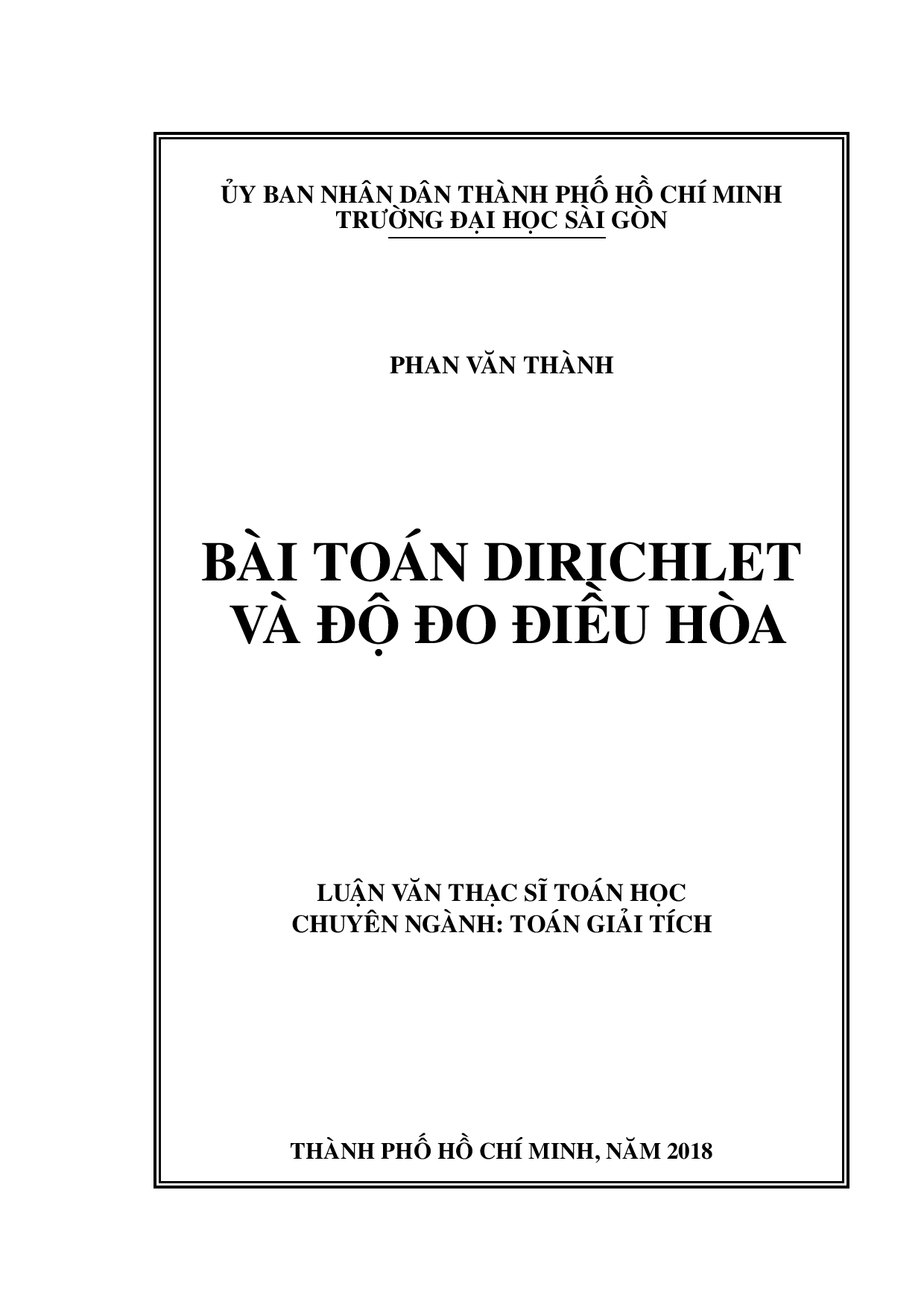 Bài toán Dirichlet và đo độ điều hòa  