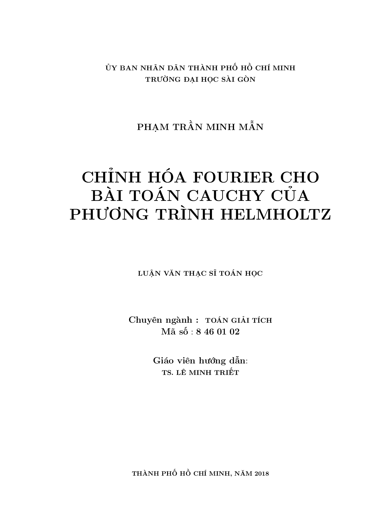 Chỉnh hóa Fourier cho bài toán Cauchy của phương trình Helmholtz  